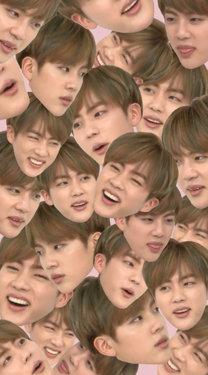 Jin BTS, cute face collage, playful expressions, SD Phone Wallpaper
