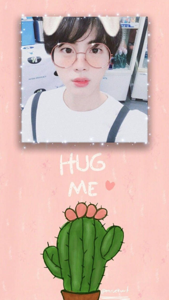 Jin BTS, cactus, round glasses, SD Phone Wallpaper