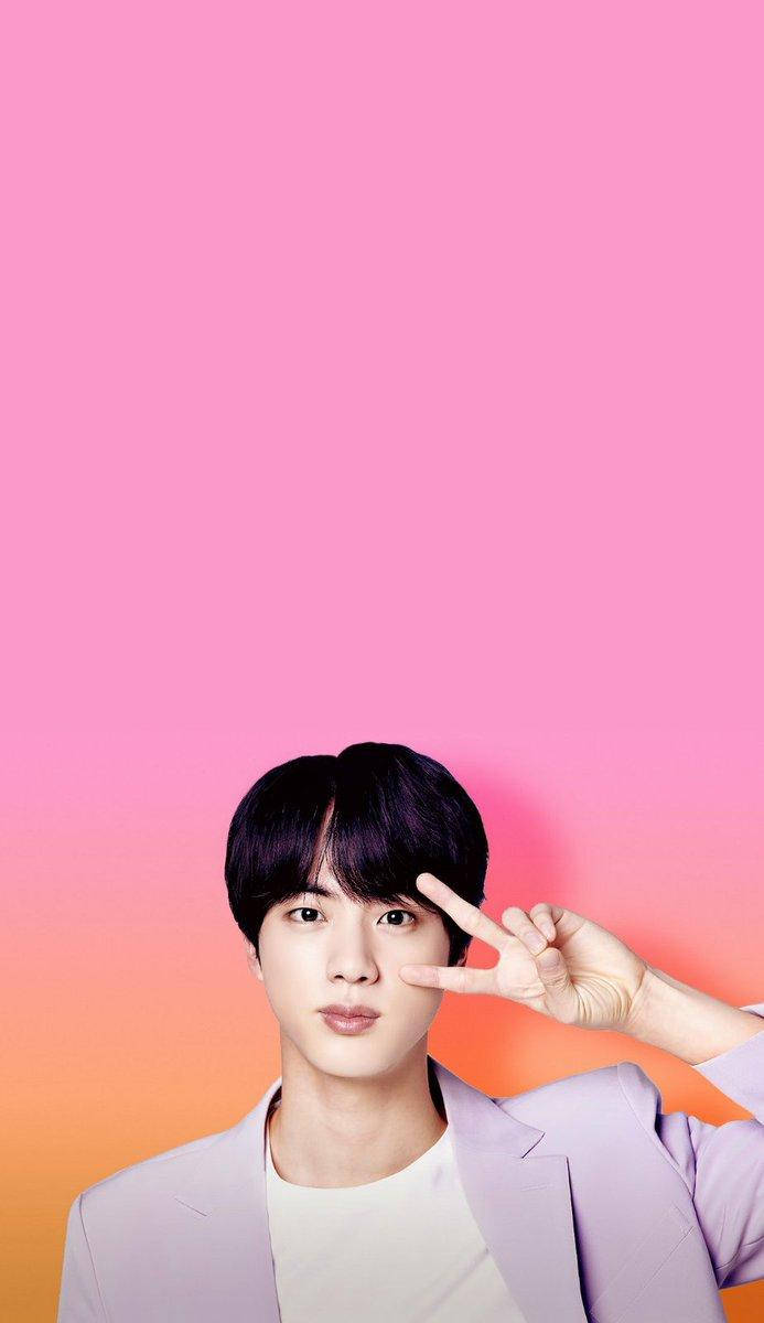 Jin BTS, peace sign, light purple blazer, SD Phone Wallpaper