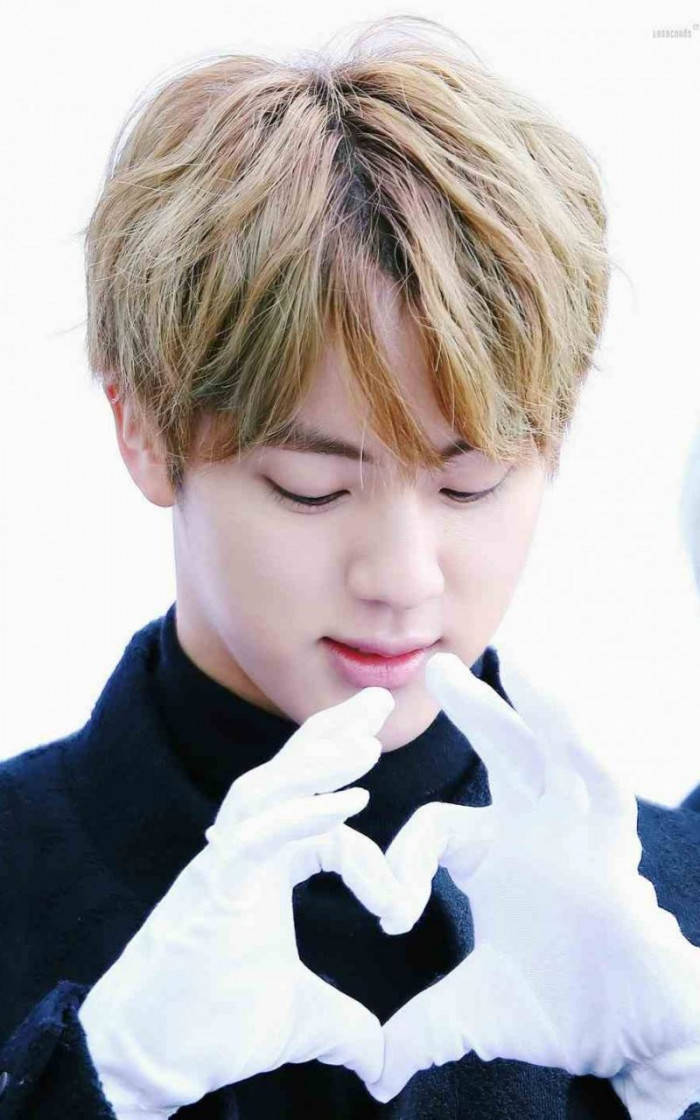 Jin BTS, heart shape, white gloves, SD Phone Wallpaper