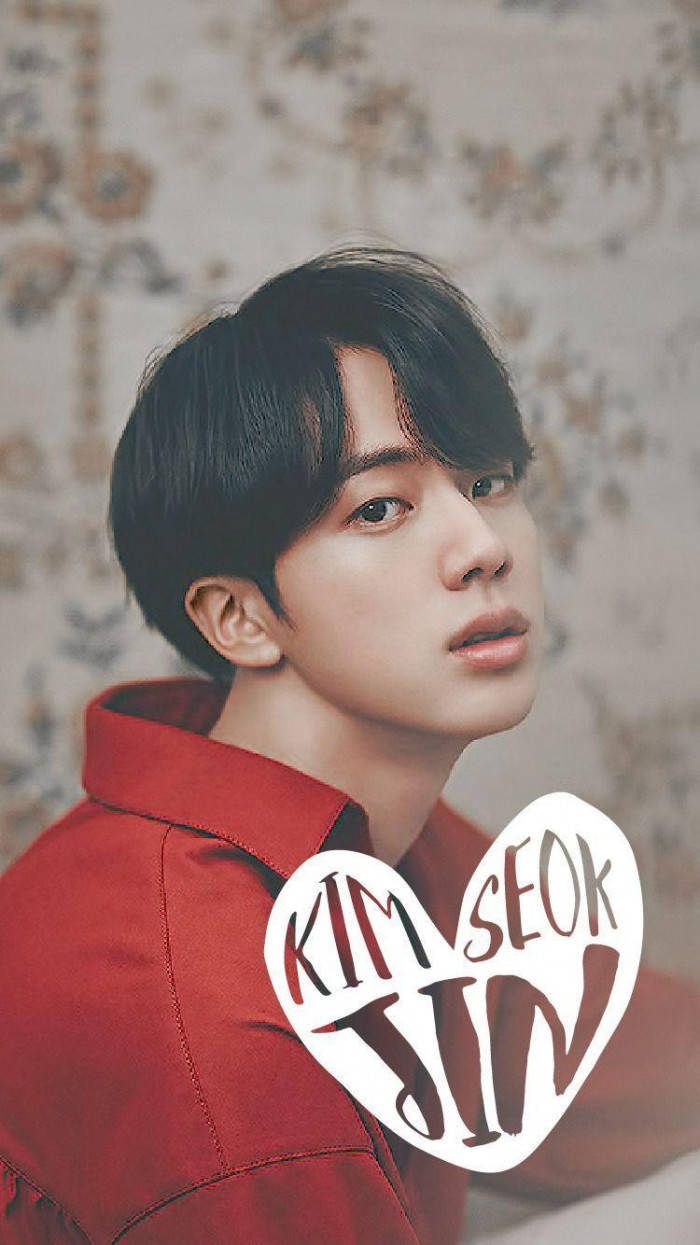 Jin BTS, red jacket, floral wallpaper, SD Phone Wallpaper
