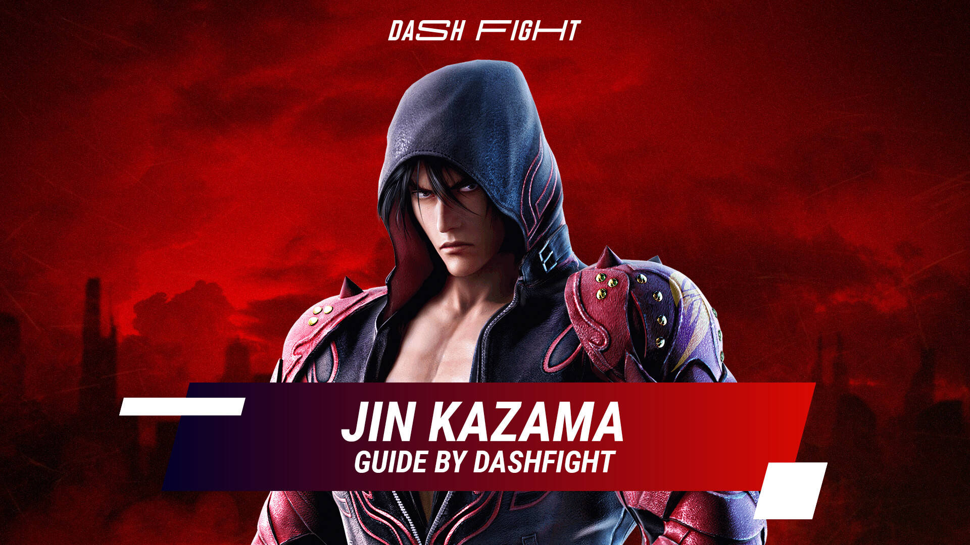 Jin Kazama, red aesthetic city, fiery red sky, Full HD Desktop Wallpaper