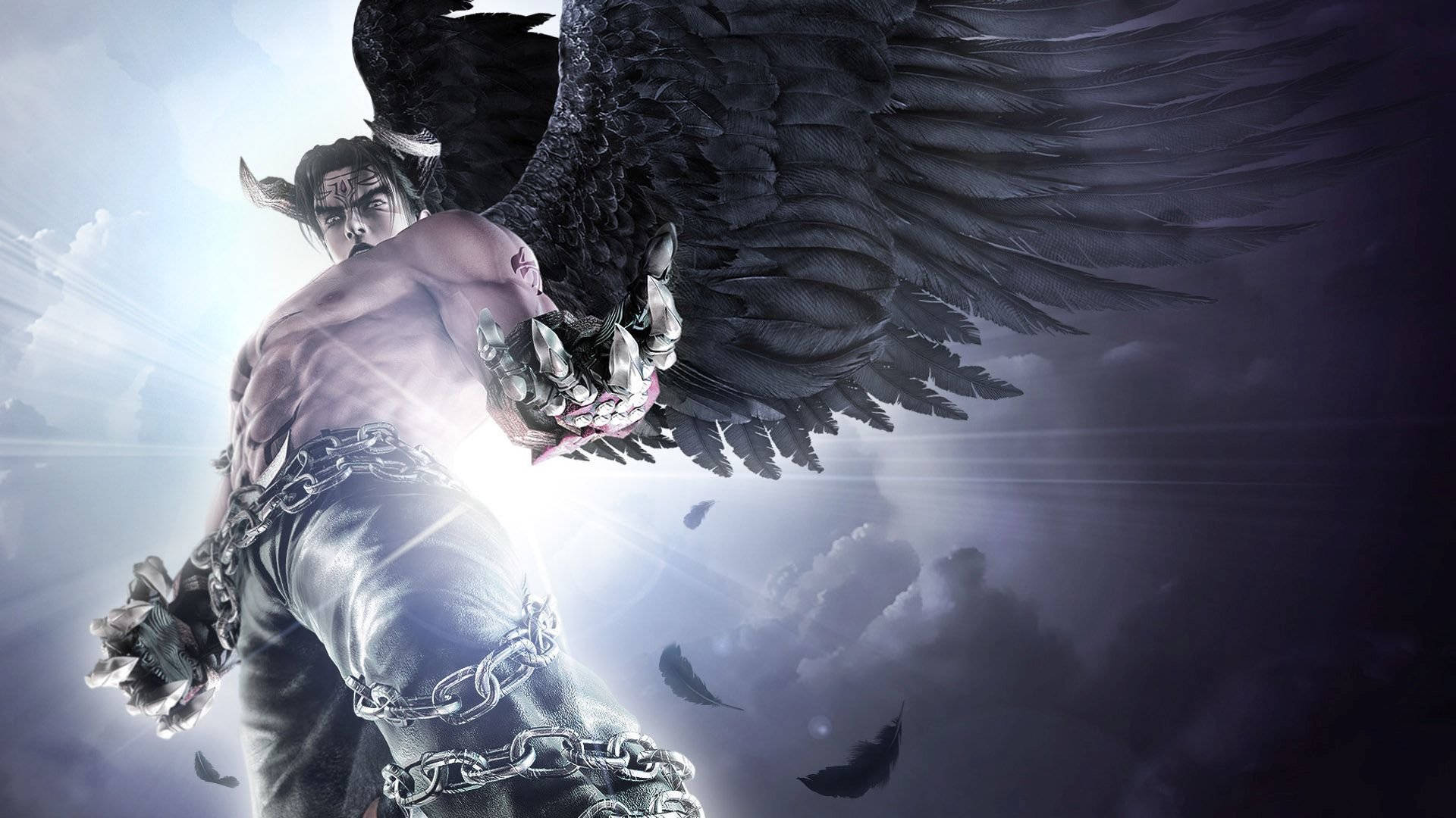 Jin Kazama, black wings, chains, Full HD Desktop Wallpaper