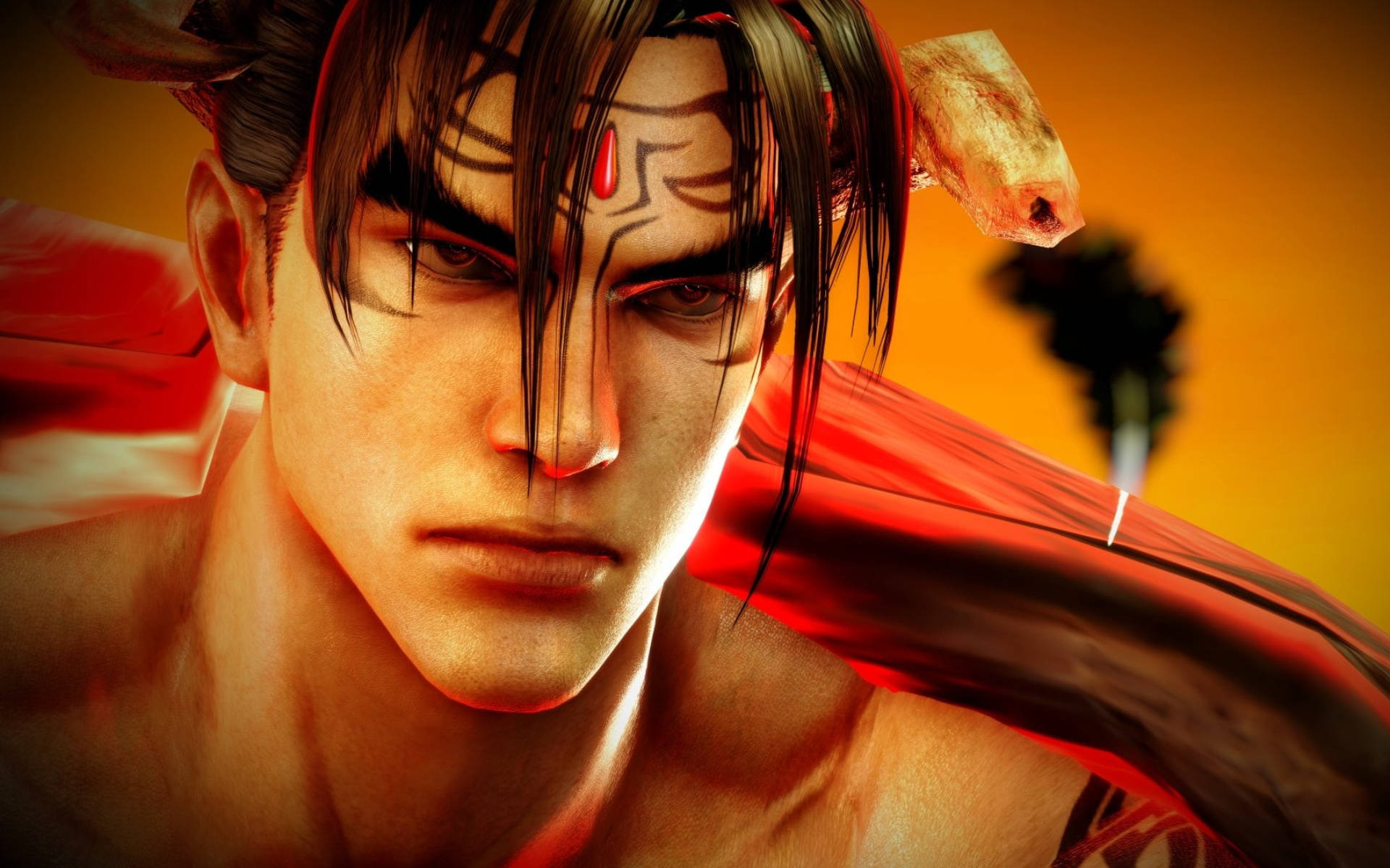 Jin Kazama, dark hair, red markings, Full HD Desktop Wallpaper