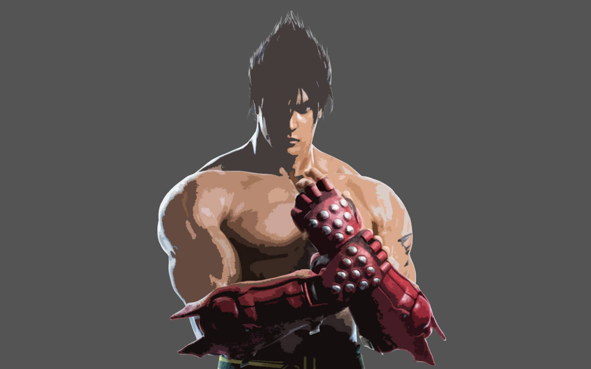 Jin Kazama, spiky black hair, red spiked gauntlet, Full HD Desktop Wallpaper