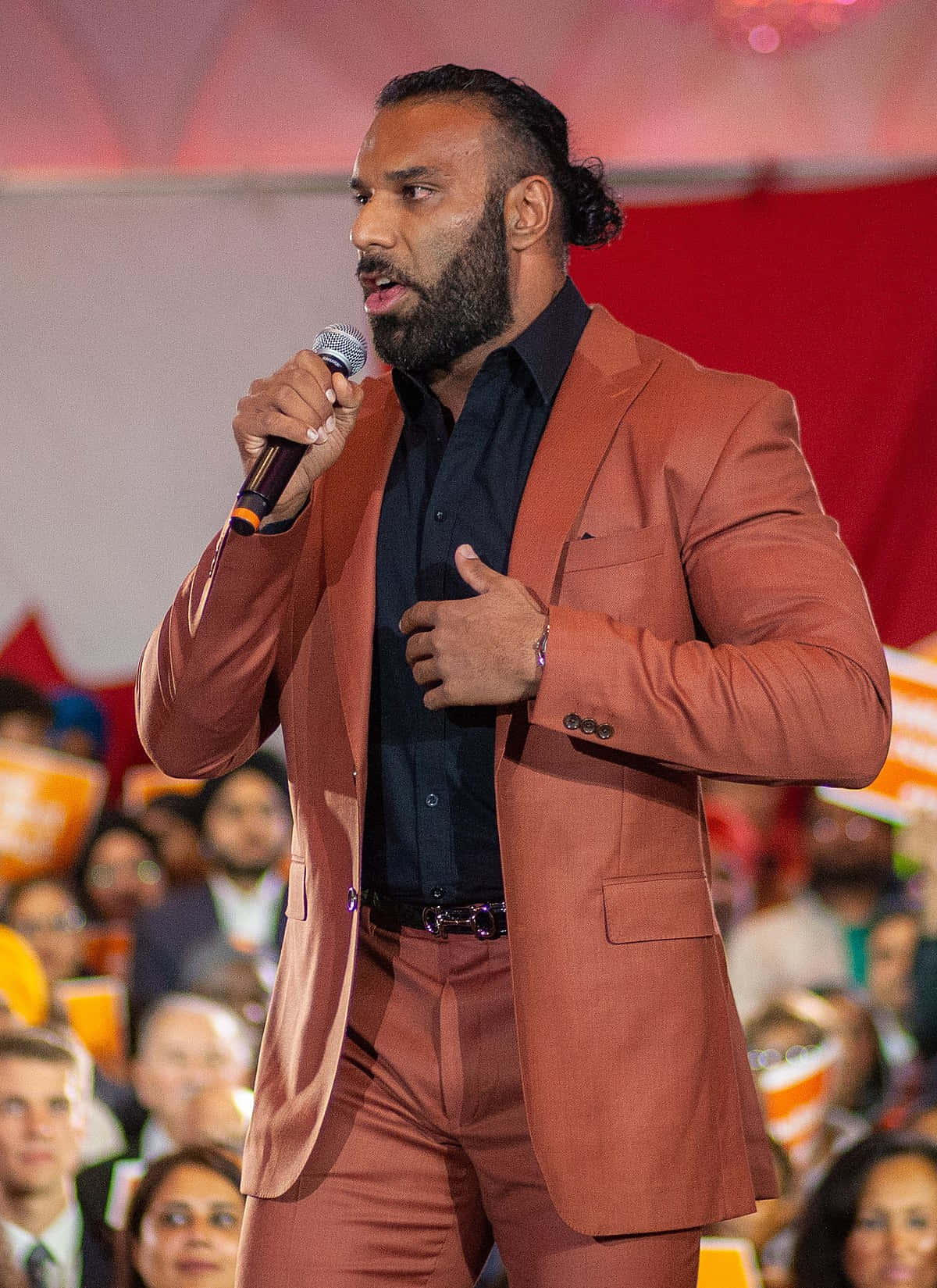 Jinder Mahal, brown suit, rust-colored suit, HD Phone Wallpaper