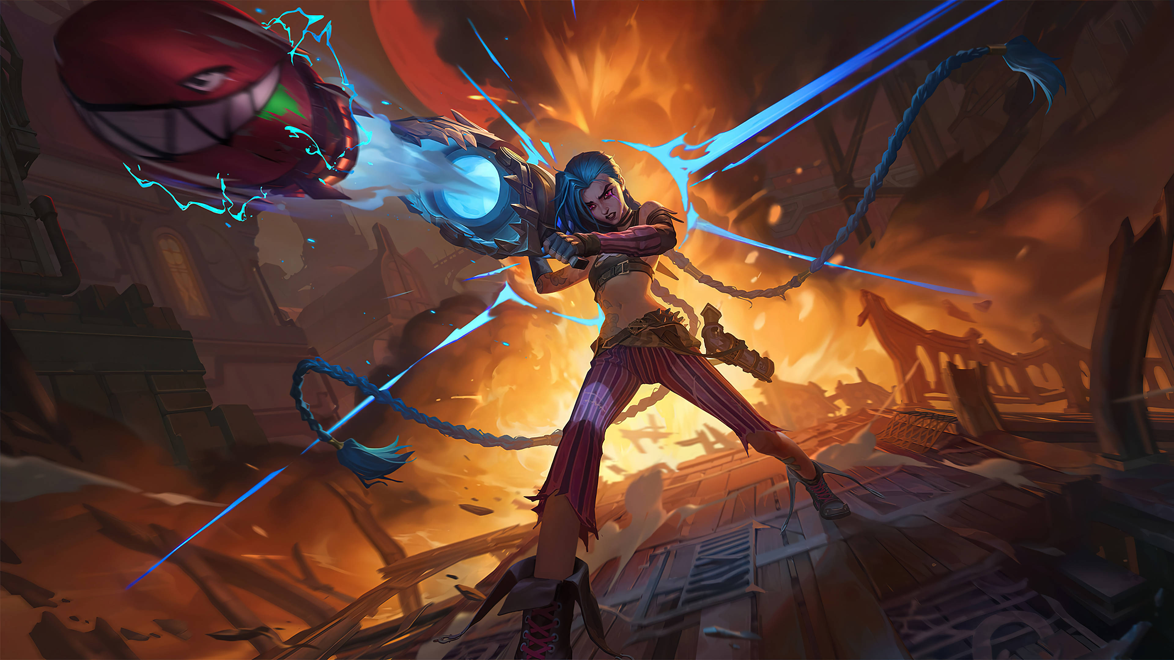 Jinx, Arcane, blasting rocket, 4K Desktop Wallpaper