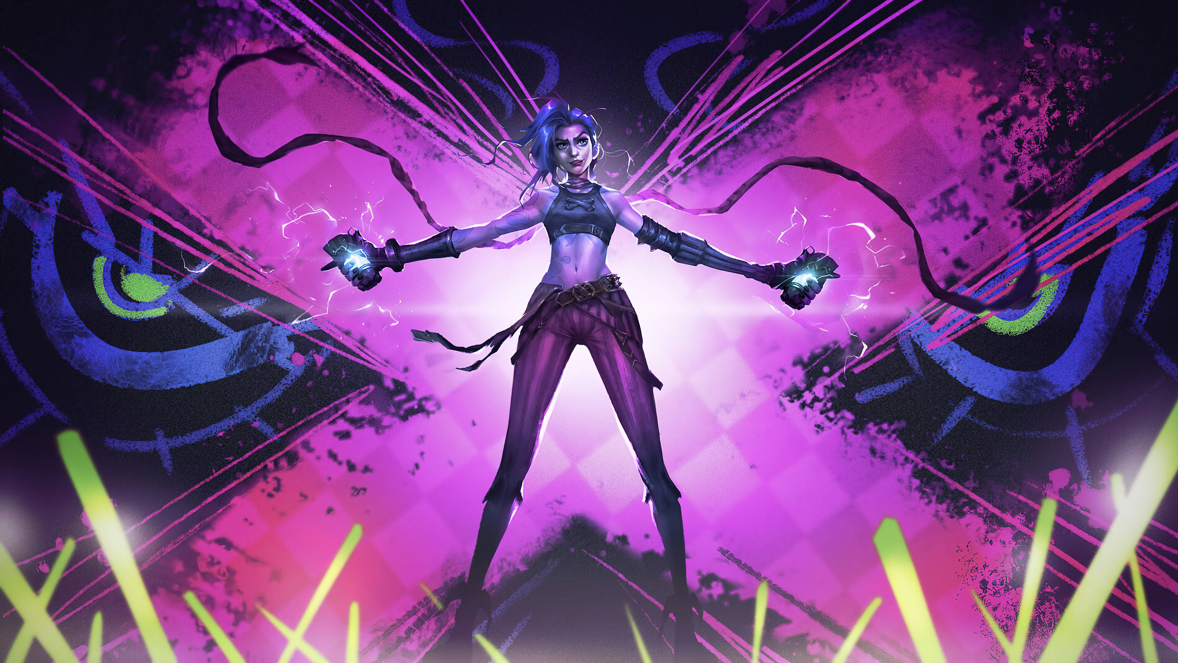 Jinx, Arcane, giant pink x, 4K Desktop Wallpaper
