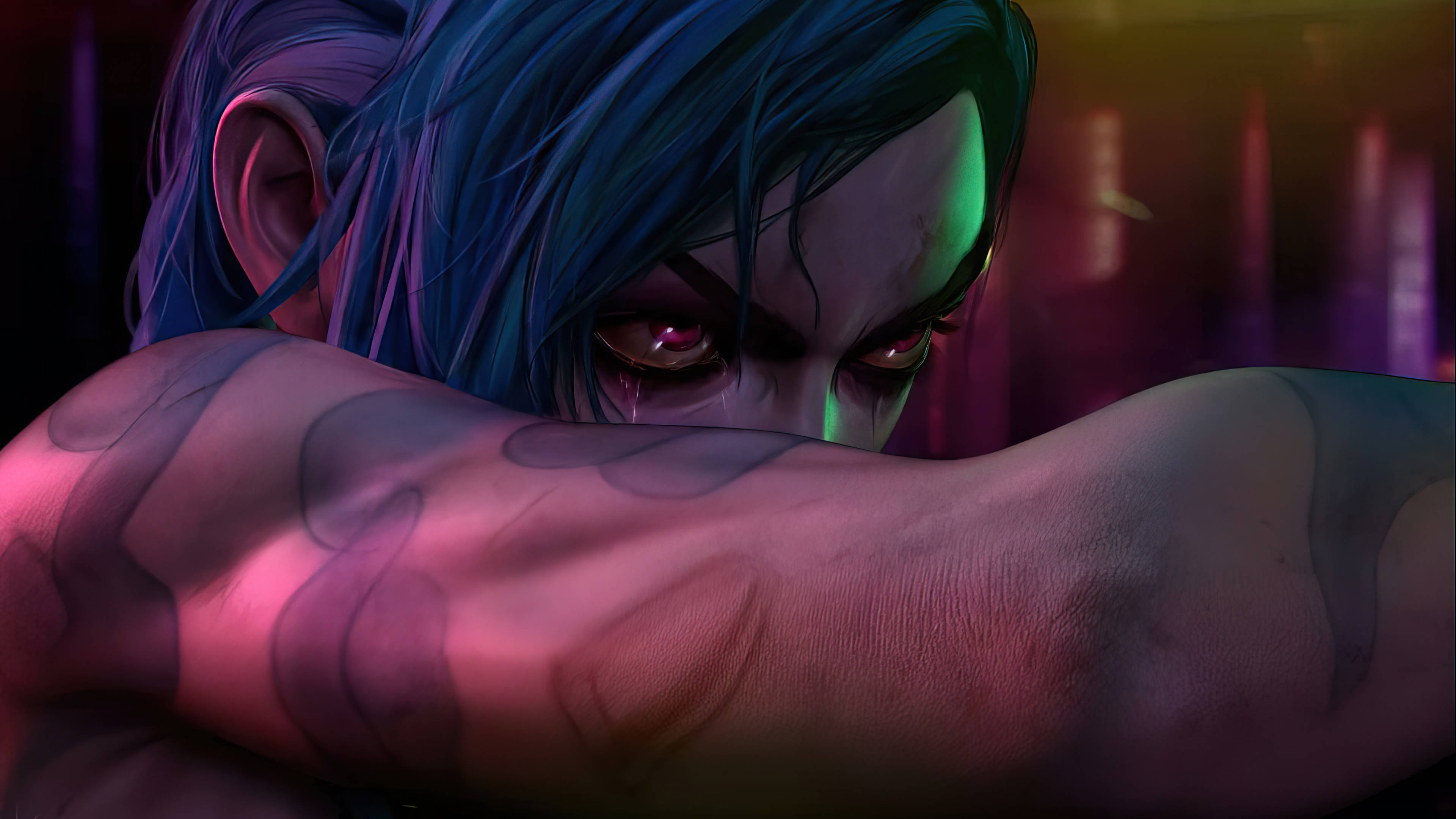 Jinx, Arcane, blue-haired, 4K Desktop Wallpaper