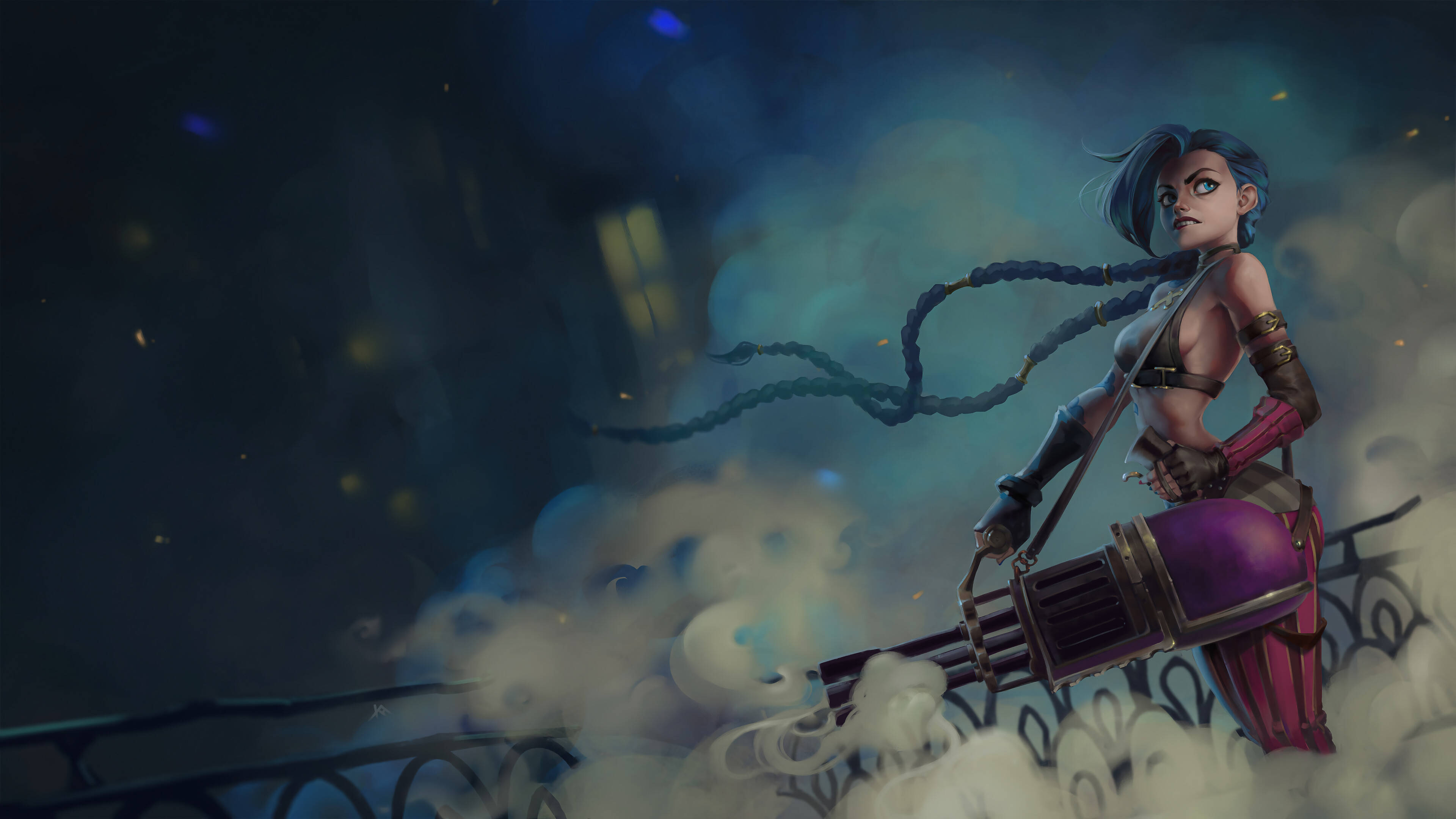 Jinx, Arcane, blue-haired, 4K Desktop Wallpaper
