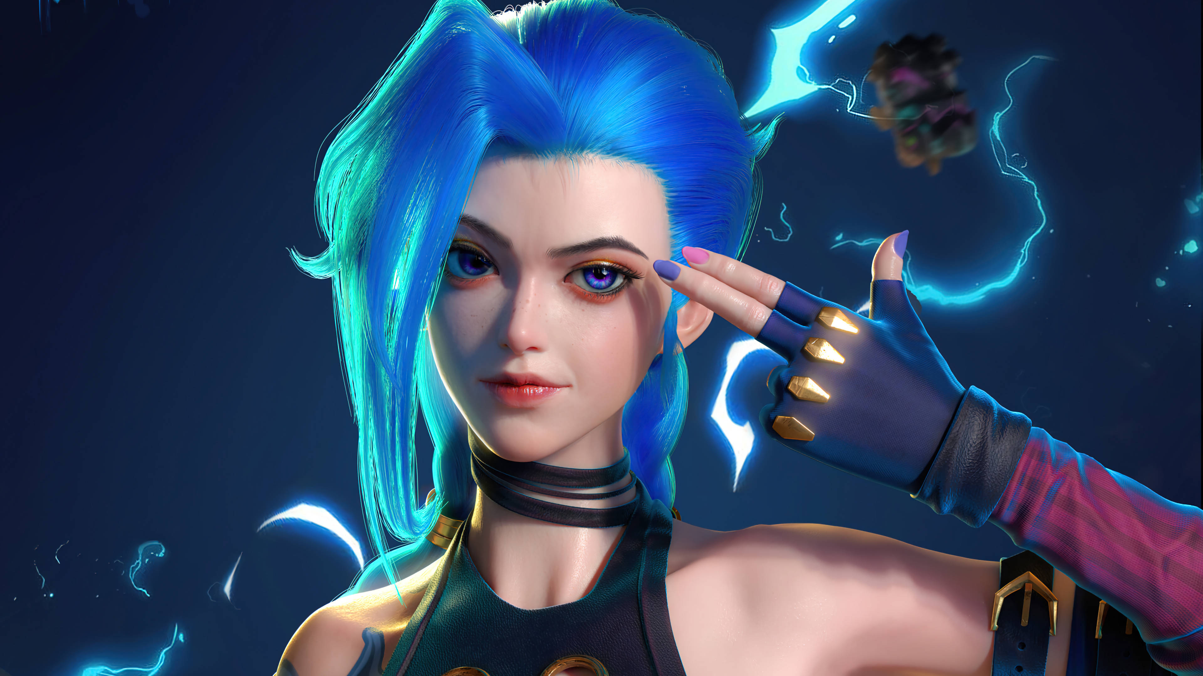 Jinx, Arcane, cyberpunk anime girl, 4K Desktop Wallpaper