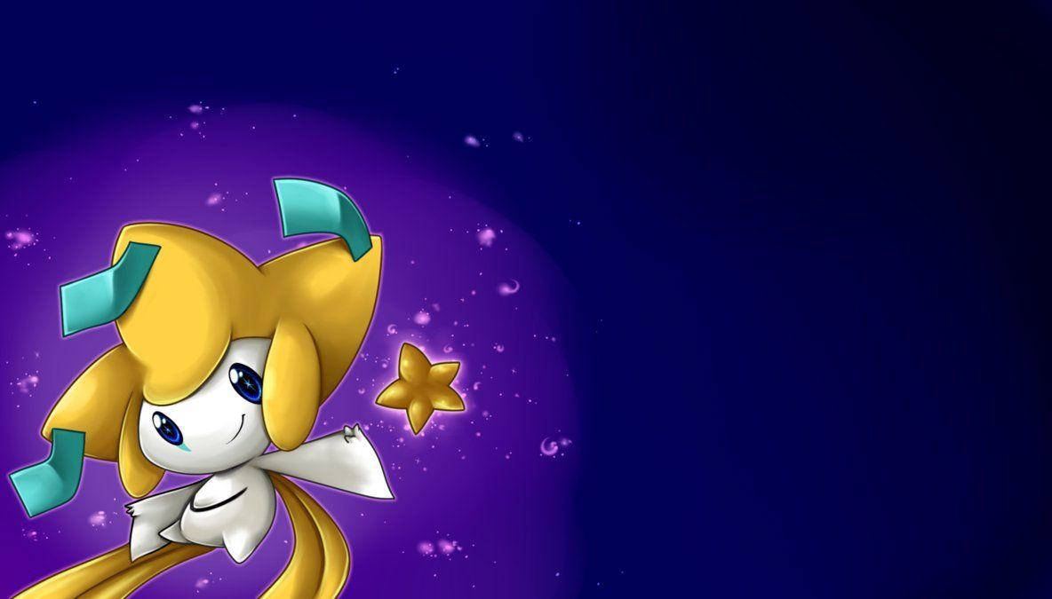 Jirachi, purple night sky, glowing star, SD Desktop Wallpaper