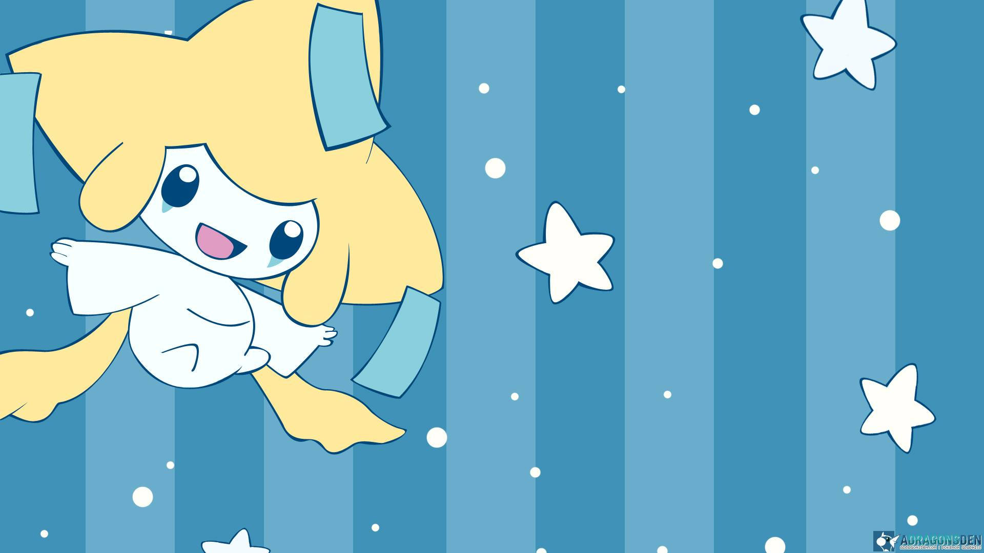 Jirachi, blue stripes, anime-style, Full HD Desktop Wallpaper