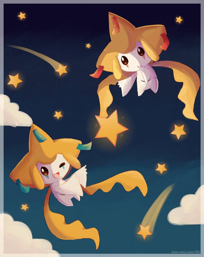 Jirachi, starry night sky, glowing stars, SD Phone Wallpaper
