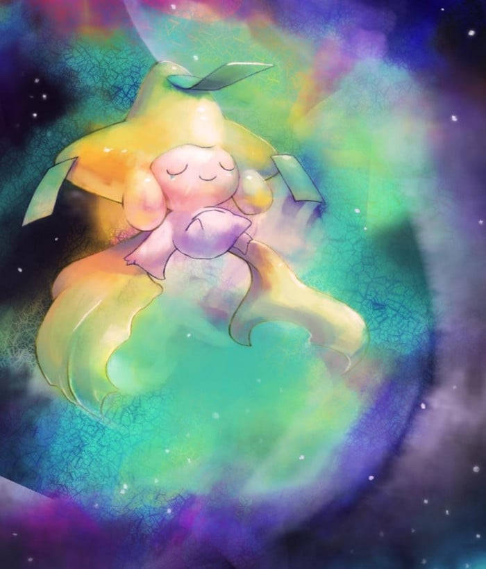 Jirachi, anime-style, cosmic nebula, SD Phone Wallpaper