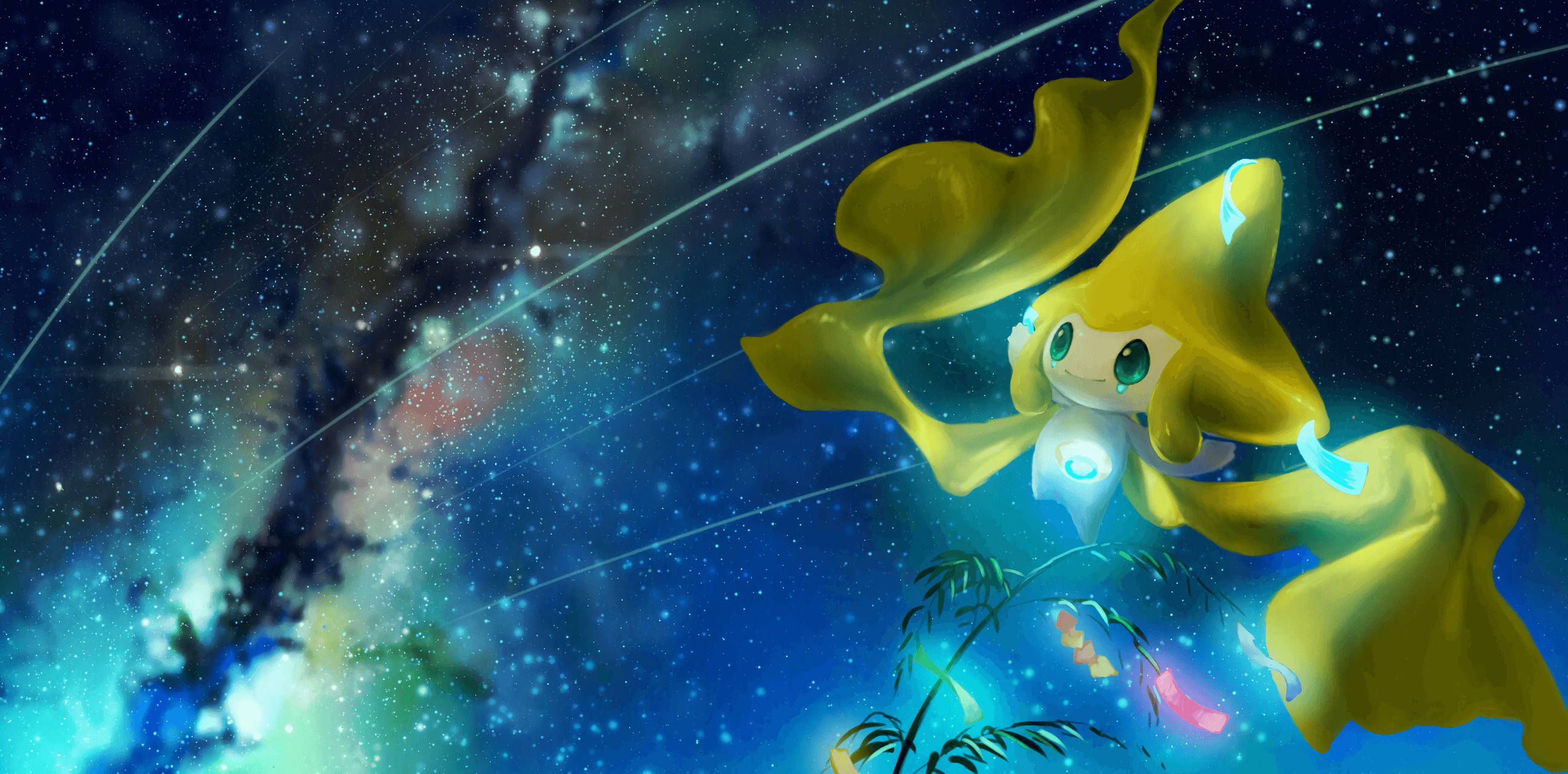 Jirachi, galaxy, cosmic nebula, 2K Desktop Wallpaper