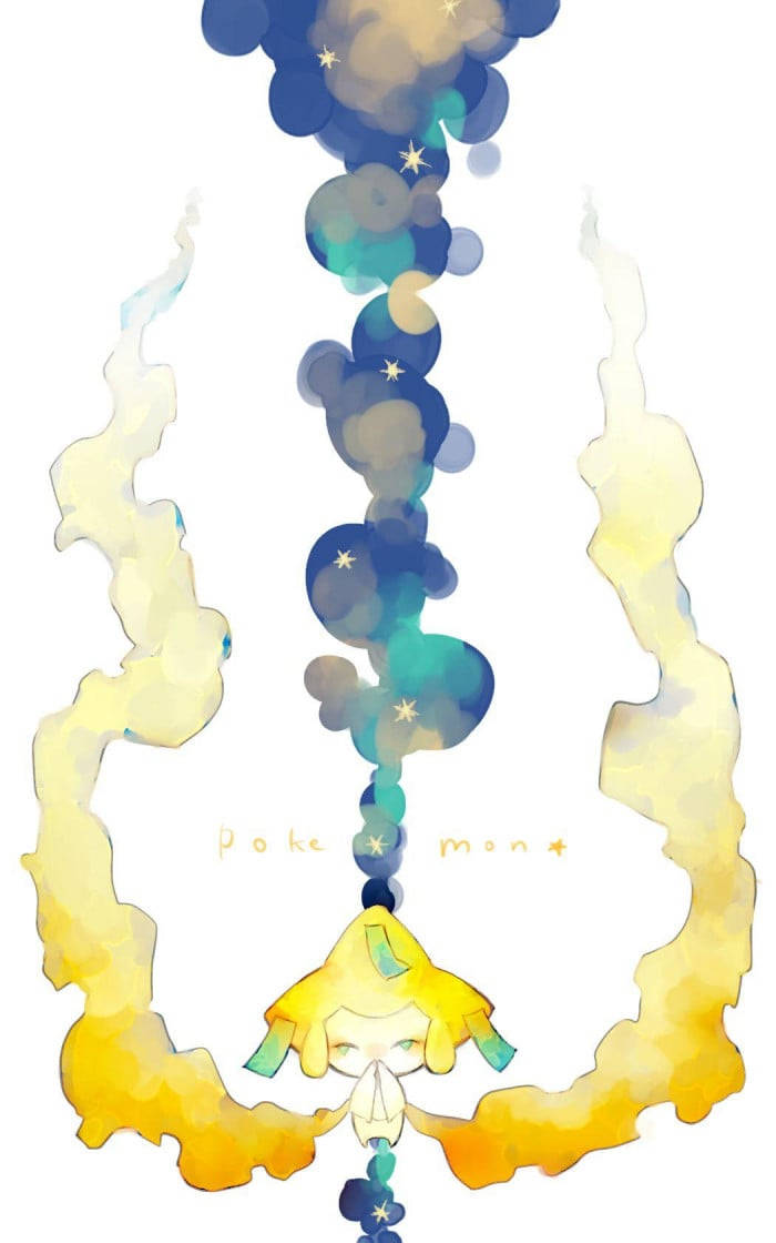 Jirachi, yellow, blue teal, SD Phone Wallpaper
