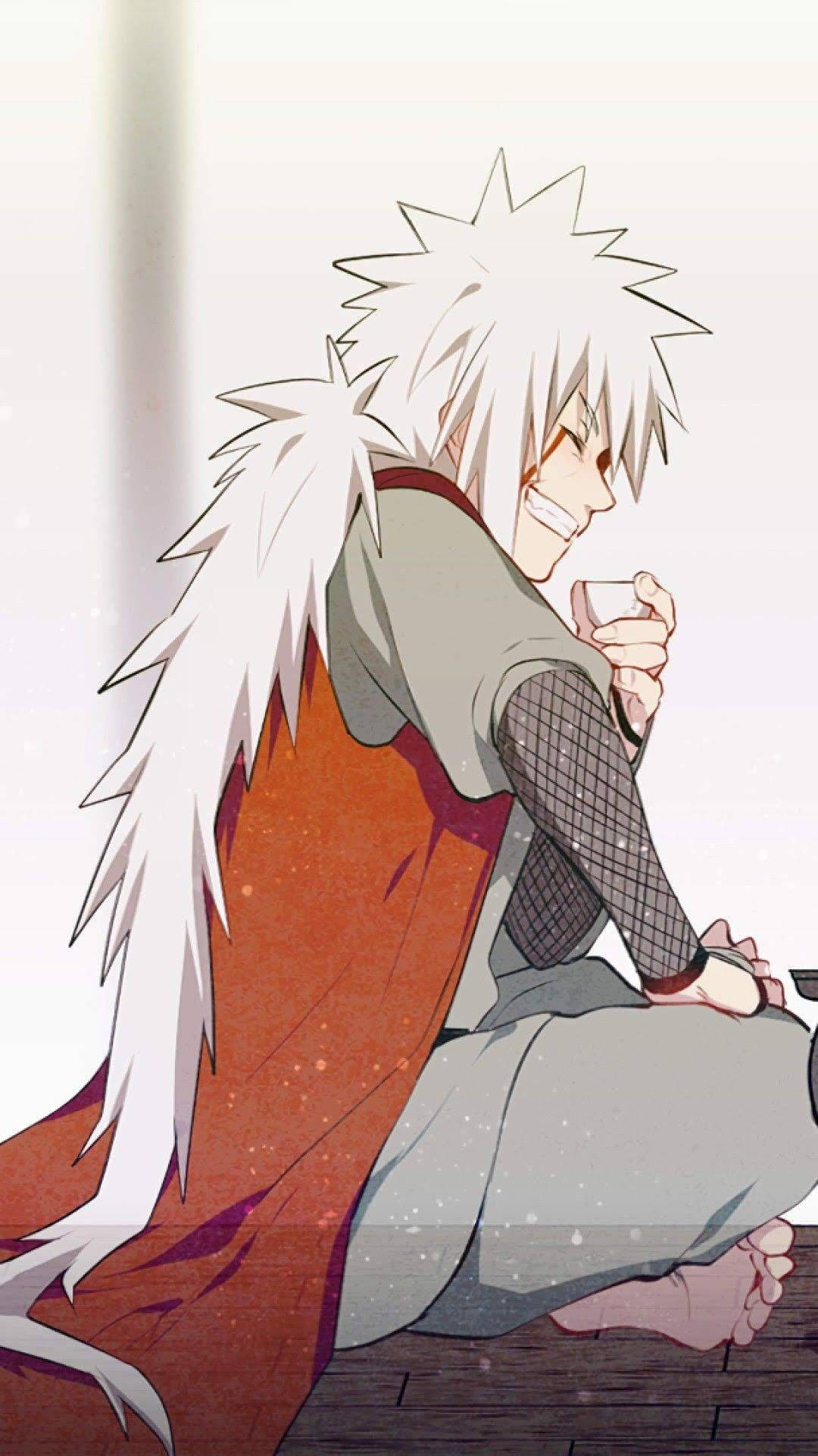 Jiraiya, spiky white hair, barefoot, Full HD Phone Wallpaper