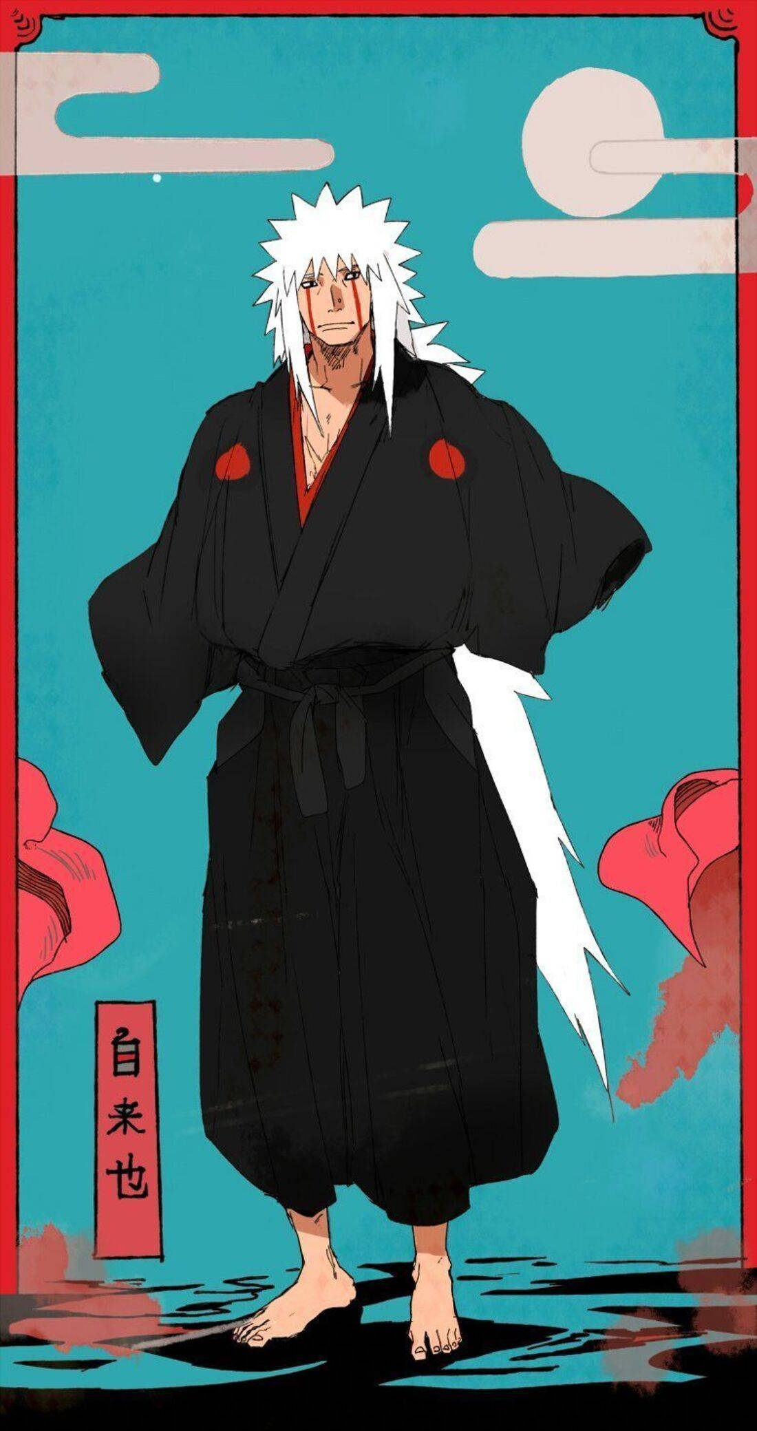 Jiraiya, kimono, black robe, Full HD Phone Wallpaper