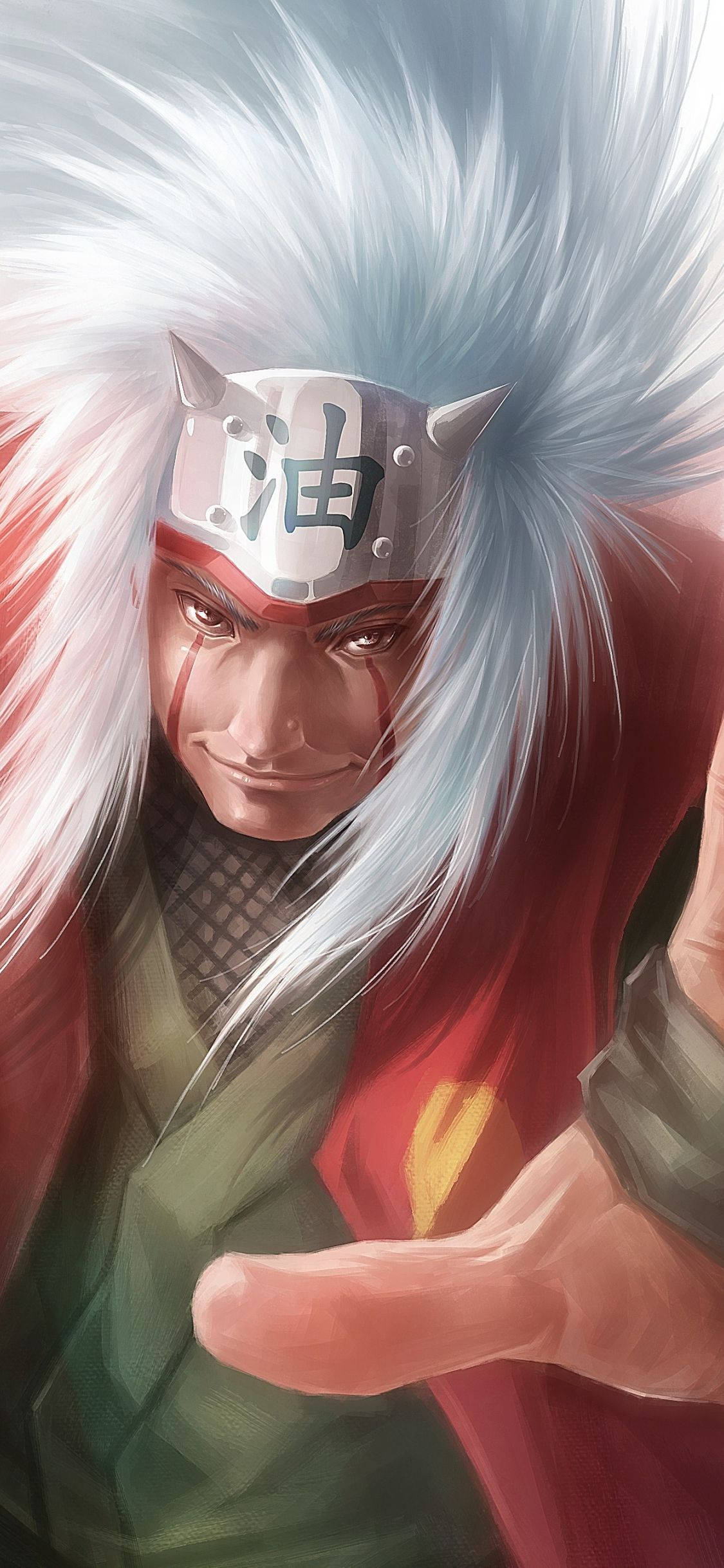 Jiraiya, spiky white hair, red forehead protector, Full HD Phone Wallpaper