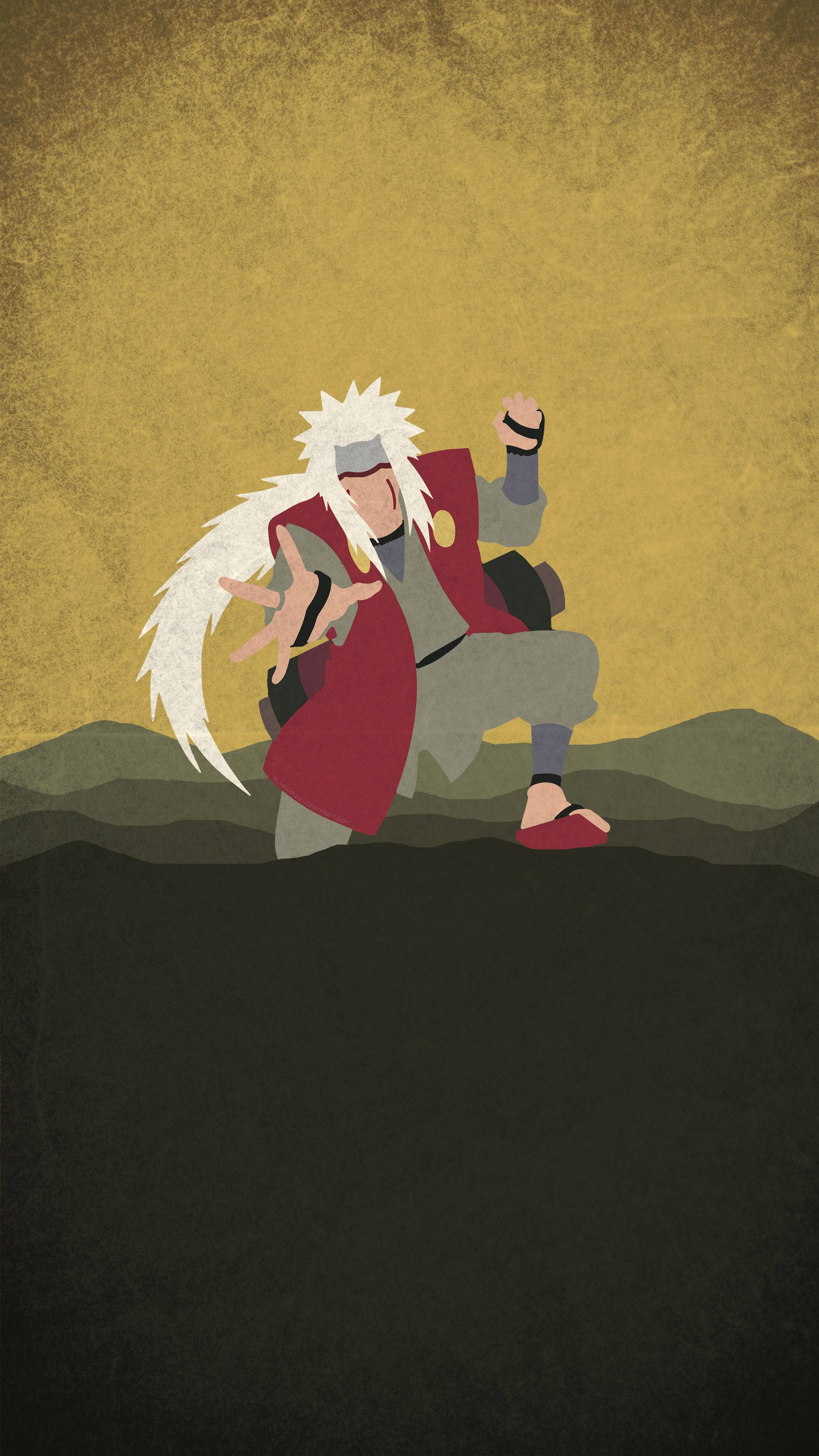 Jiraiya, white spiky hair, red cloak, 4K Phone Wallpaper