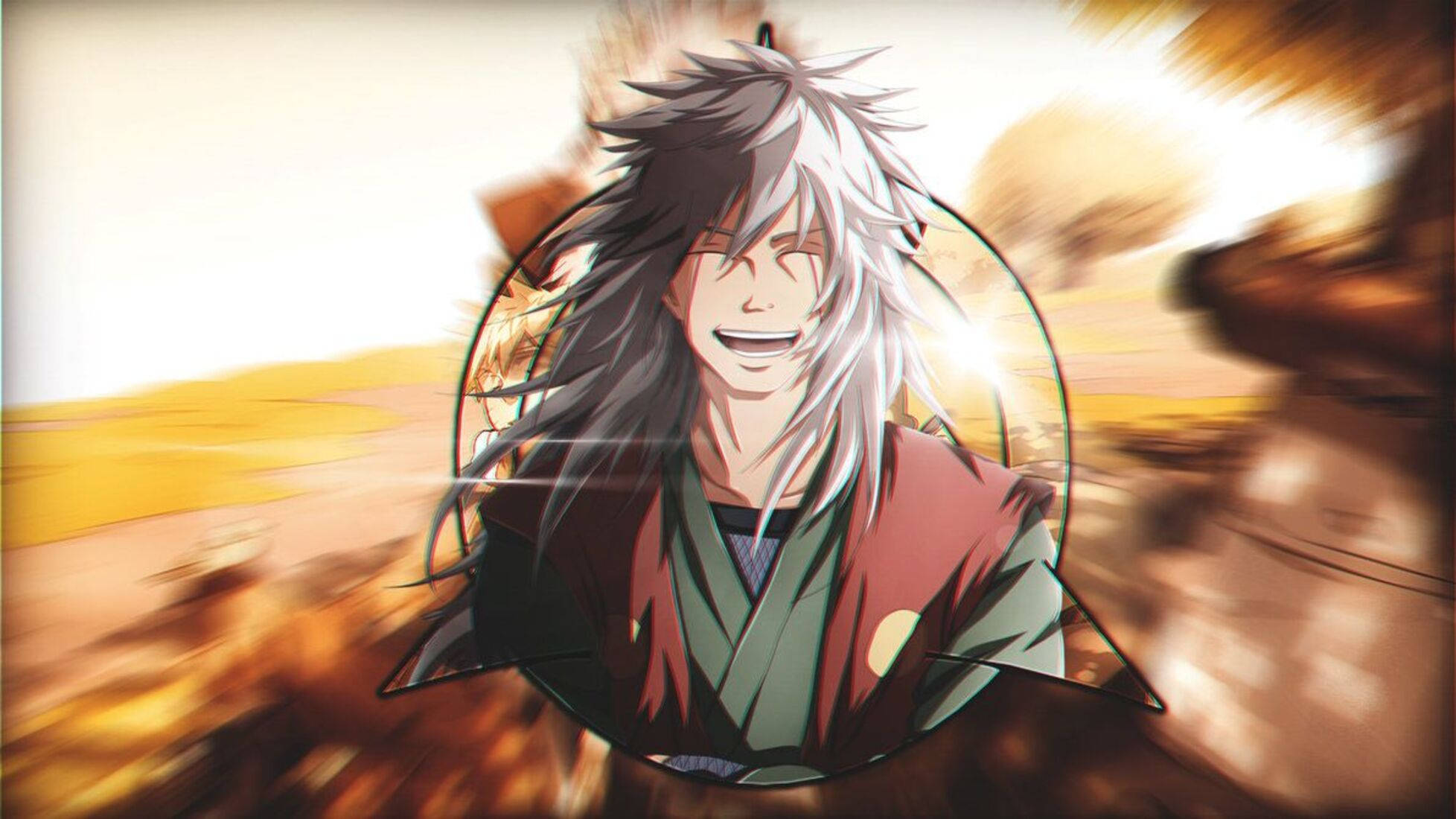 Jiraiya, silver hair, fiery explosion, Full HD Desktop Wallpaper