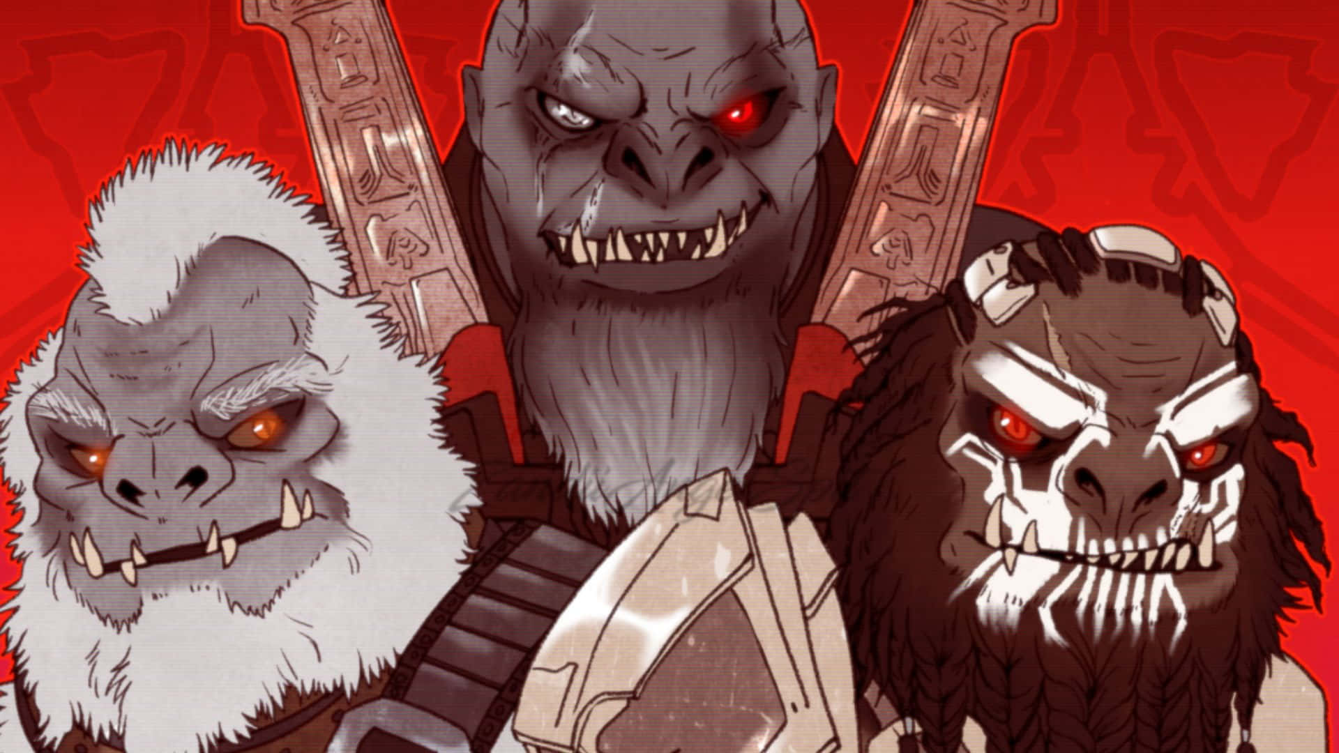 Jiralhanae, glowing red eyes, sharp teeth, Full HD Desktop Wallpaper