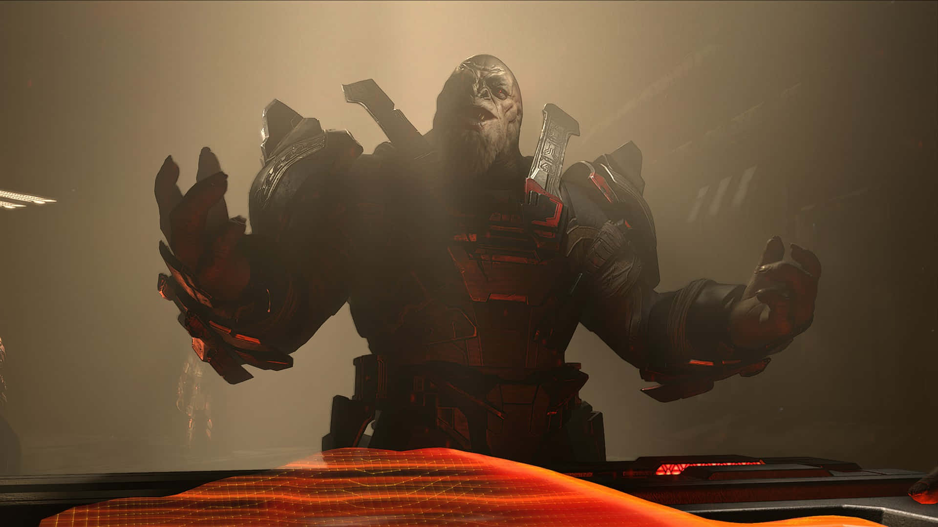 Jiralhanae, glowing red accents, futuristic cockpit, Full HD Desktop Wallpaper