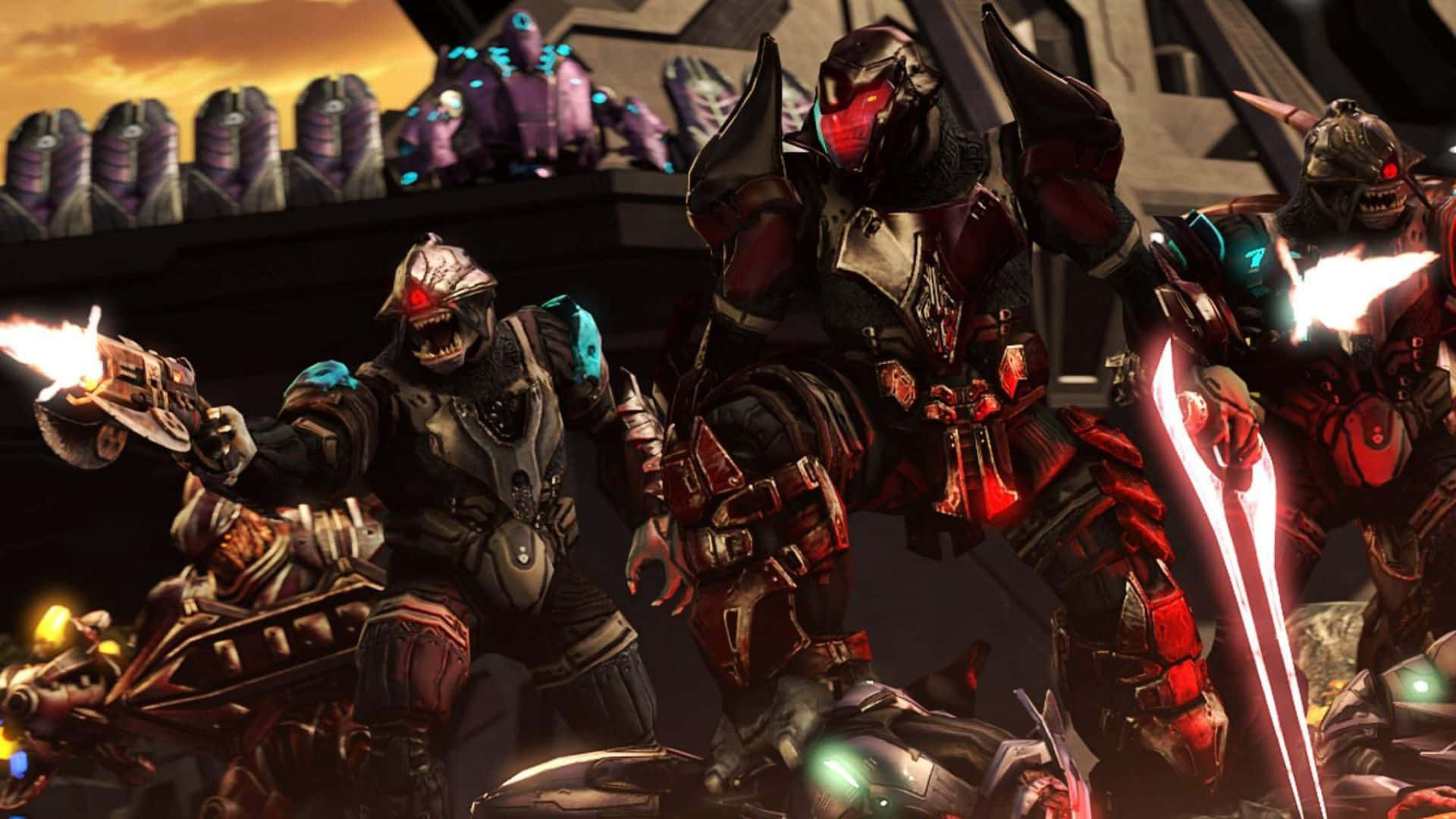 Jiralhanae, glowing red eyes, armored warriors, Full HD Desktop Wallpaper