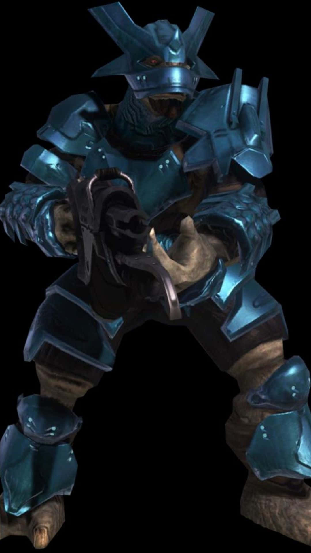 Jiralhanae, blue metallic armor, heavy weapon, Full HD Phone Wallpaper
