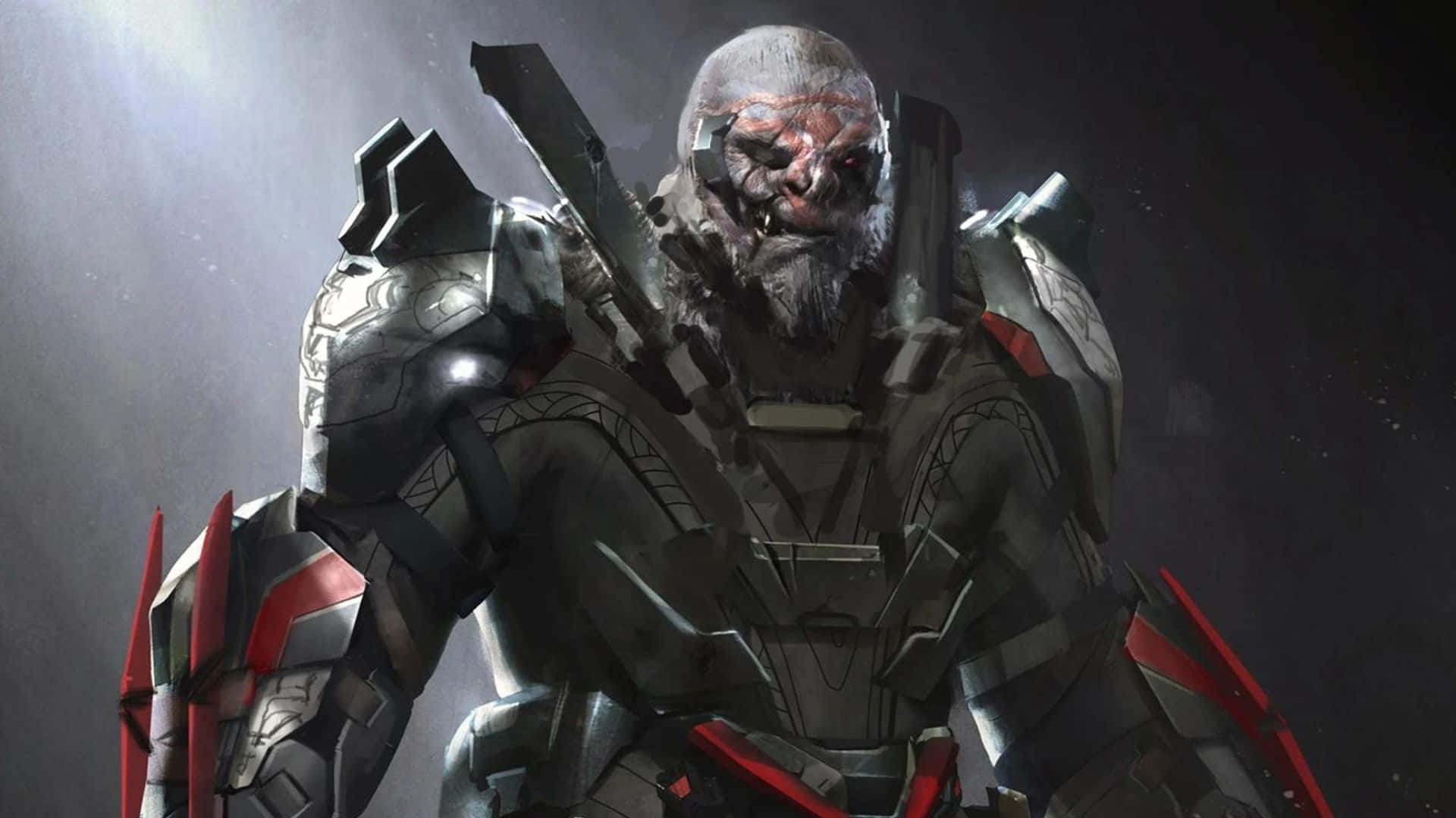 Jiralhanae, scarred face, glowing eyes, Full HD Desktop Wallpaper