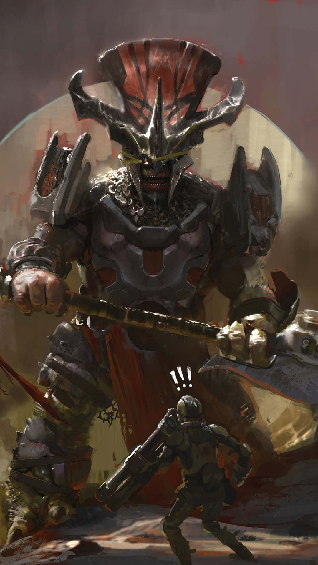 Jiralhanae, spiked helmet, massive weapon, Full HD Phone Wallpaper