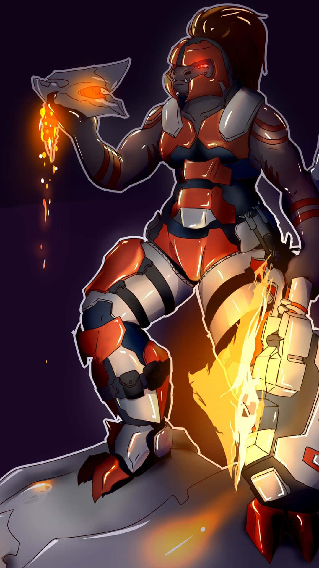 Jiralhanae, red white and blue armor, glowing orange liquid, Full HD Phone Wallpaper