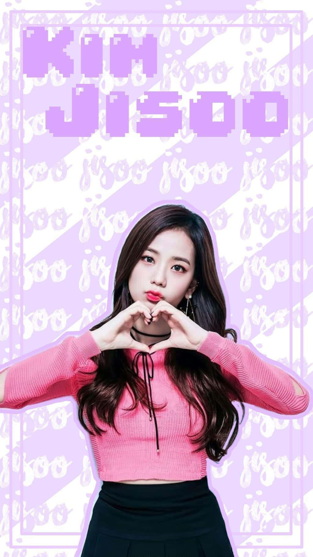 Jisoo Blackpink, heart hand gesture, pink top, HD Phone Wallpaper