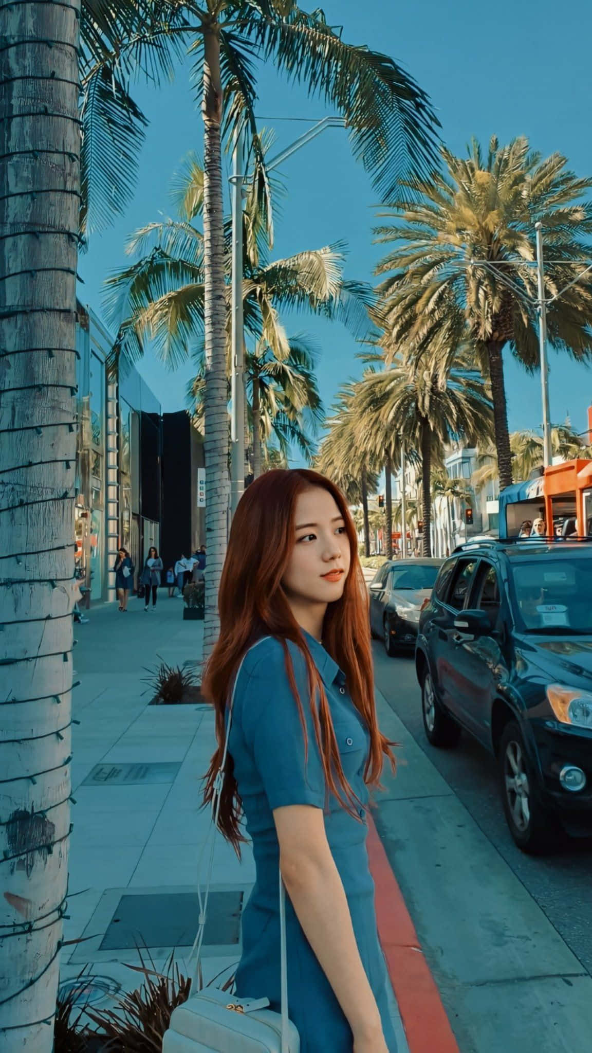 Jisoo Blackpink, summer coast, blue dress, Full HD Phone Wallpaper