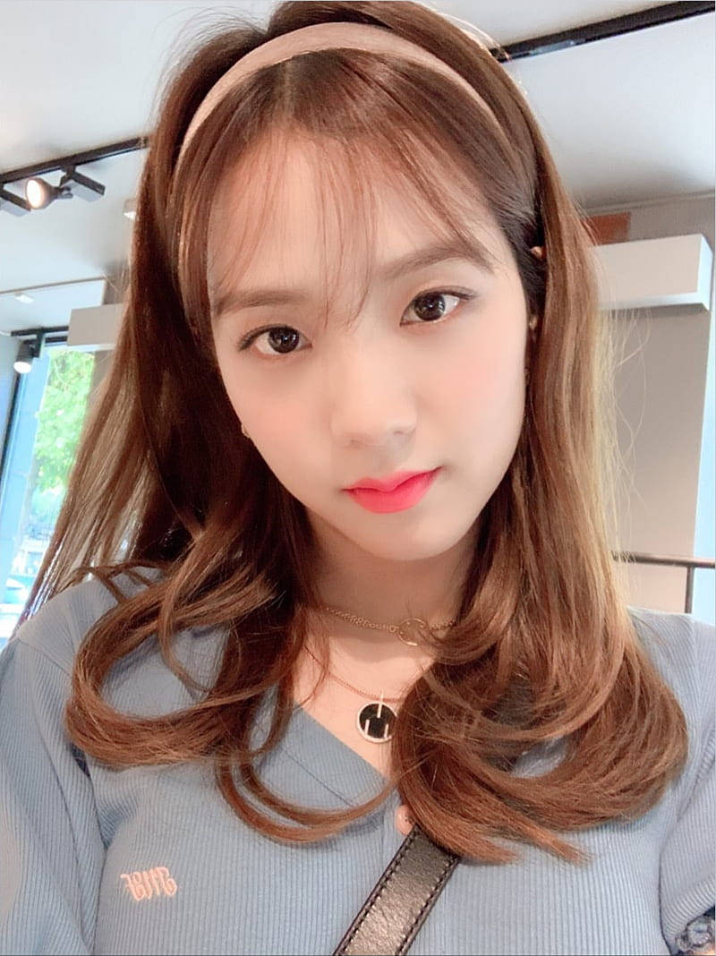 Jisoo, hairband, light blue ribbed top, SD Phone Wallpaper