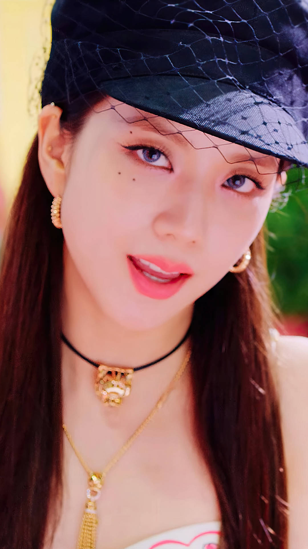 Jisoo Cute, mesh hat, black netted hat, Full HD Phone Wallpaper
