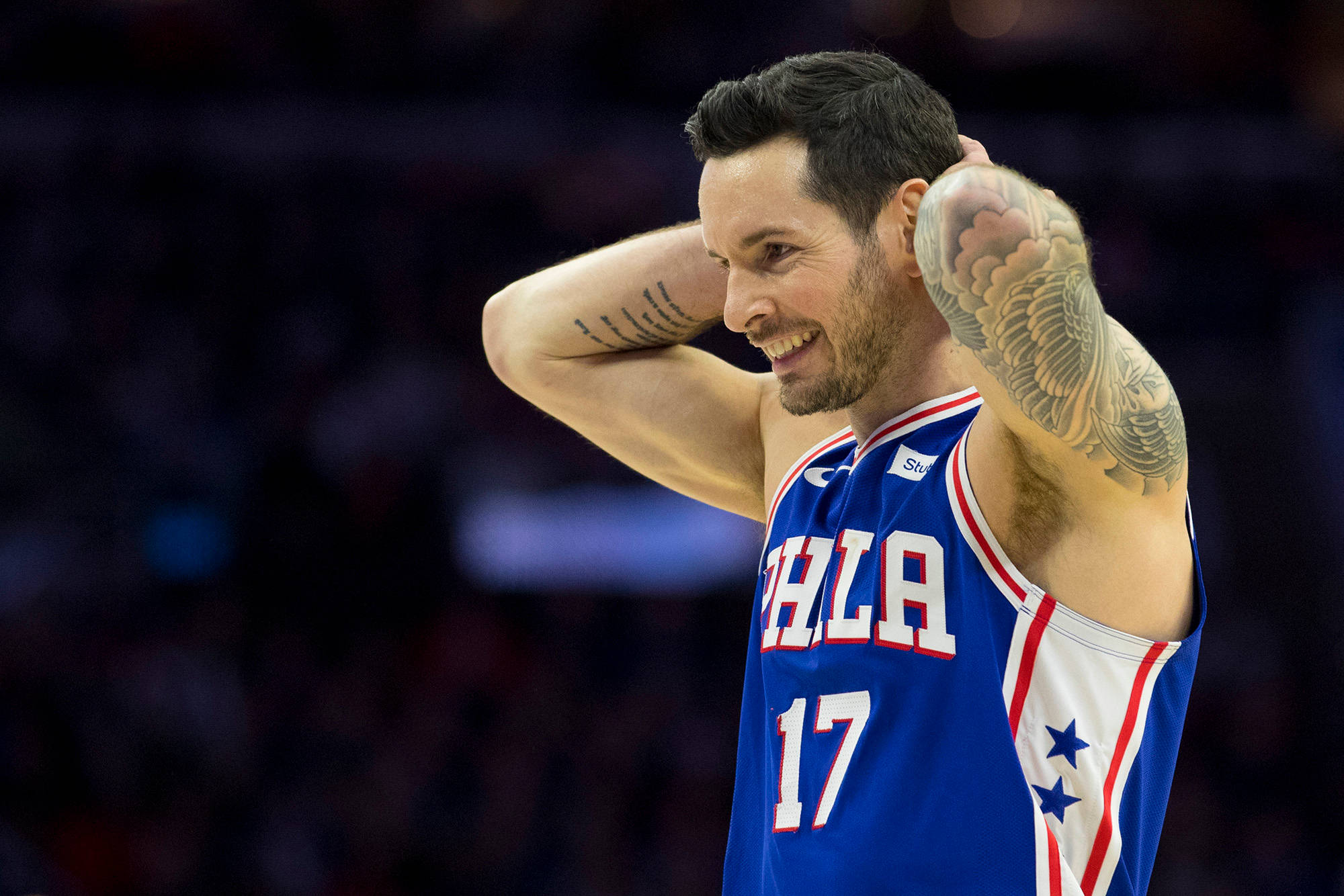 Jj Redick, blue white and red jersey, basketball player, Full HD Desktop Wallpaper
