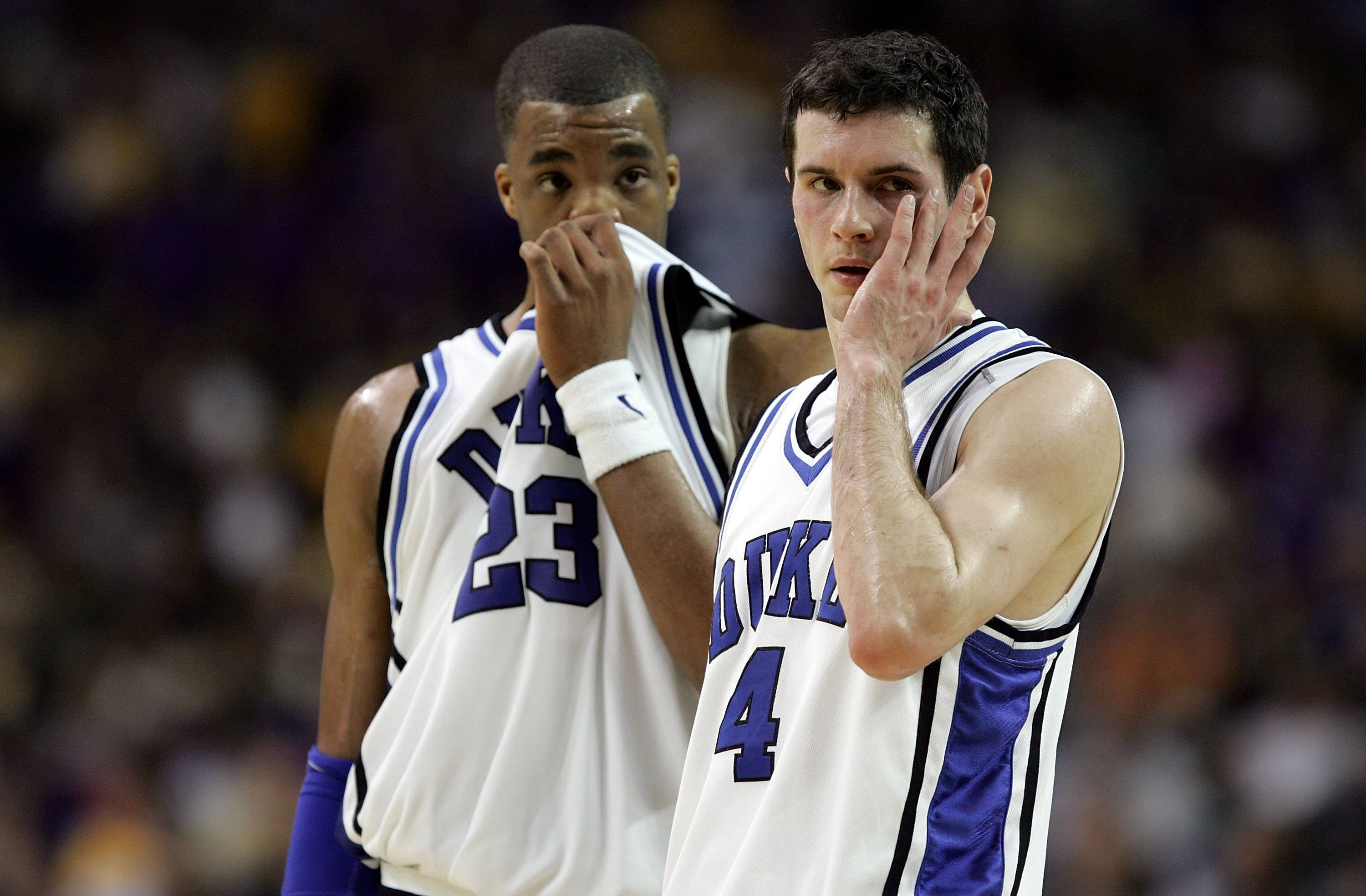 Jj Redick, Duke basketball players, white and blue jerseys, 2K Desktop Wallpaper