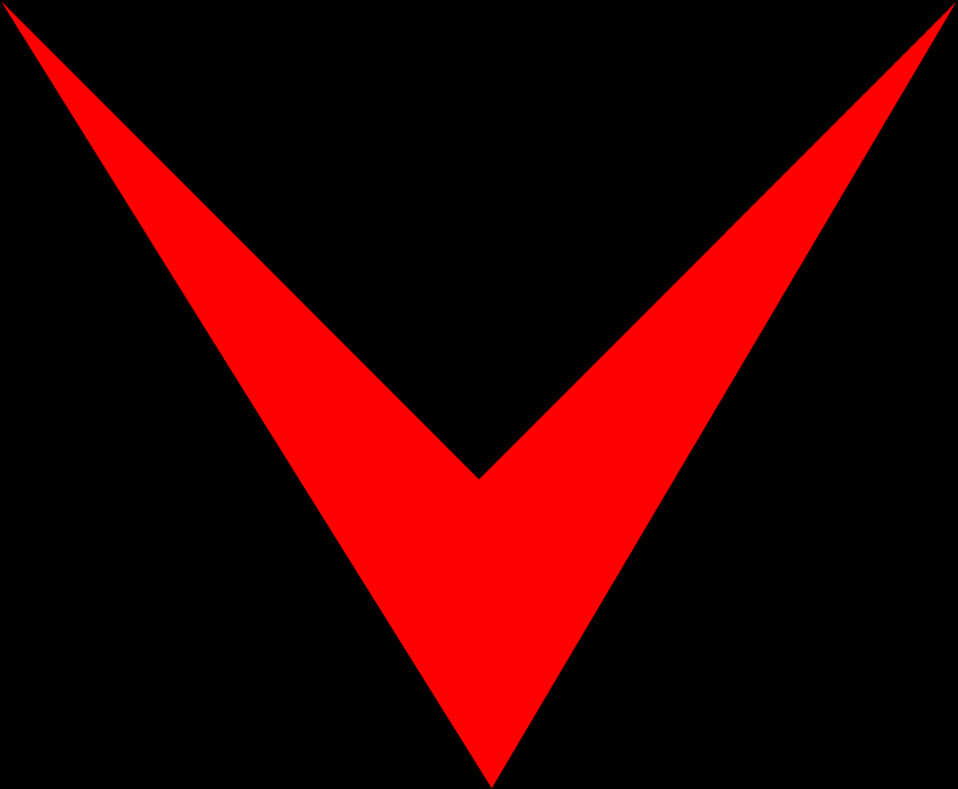 red downward arrow, inverted V shape, solid black background, SD Desktop Wallpaper