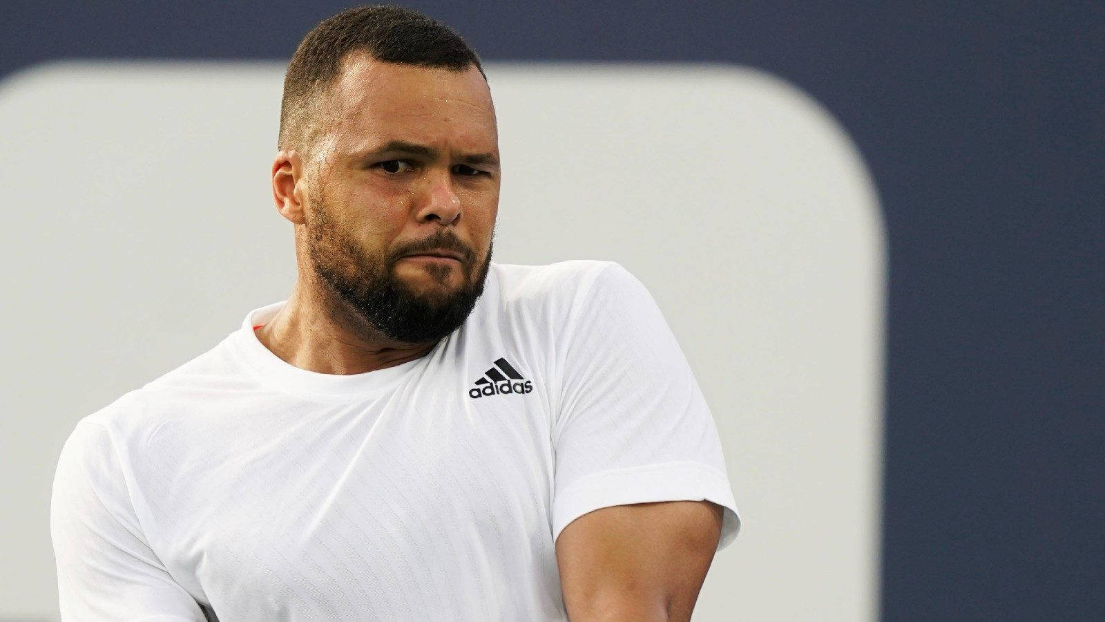 Jo-wilfried Tsonga, white adidas shirt, tennis player, HD Desktop Wallpaper