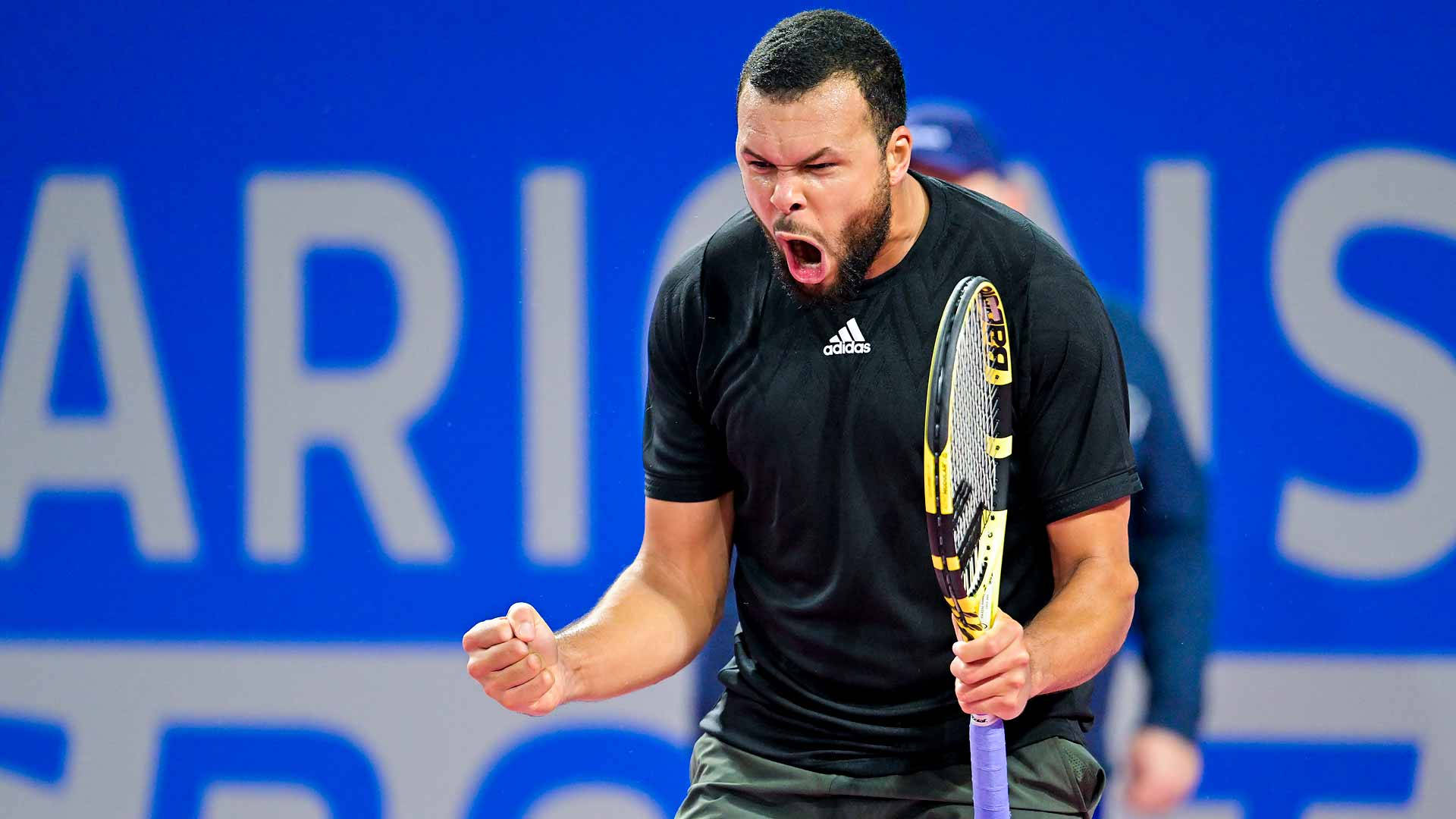 Jo-Wilfried Tsonga, fist pump, racket, Full HD Desktop Wallpaper