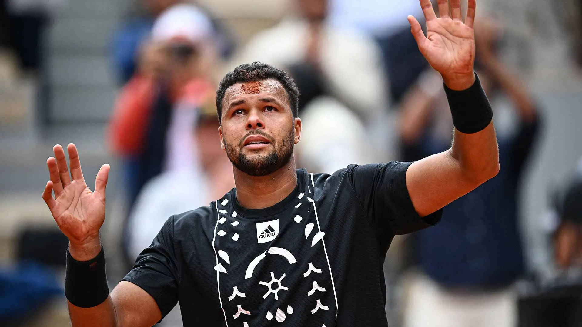 Jo-wilfried Tsonga, clay court, beard, Full HD Desktop Wallpaper