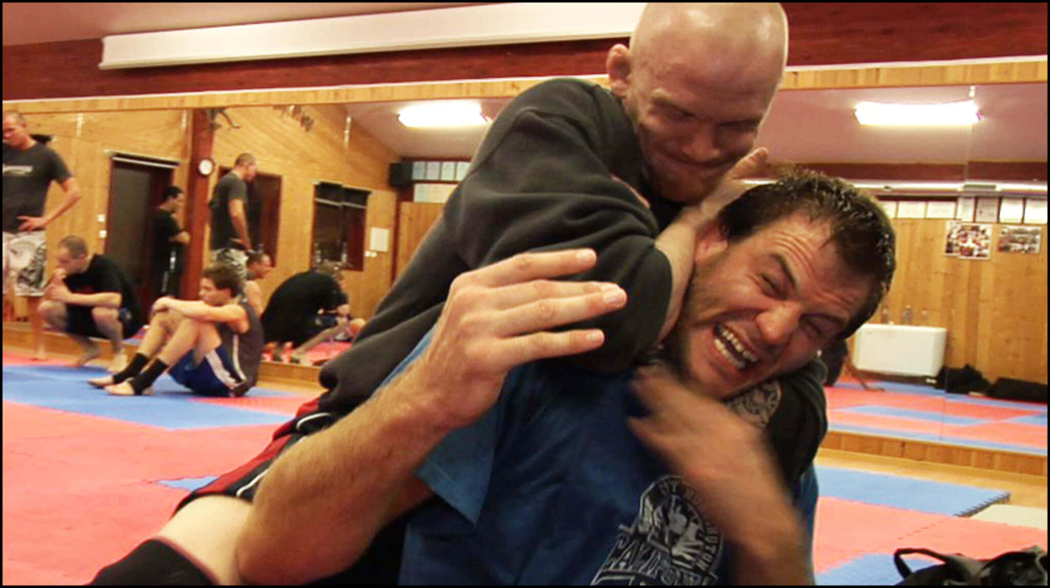 Joachim Hansen, rear naked choke, blue and red mat, Full HD Desktop Wallpaper