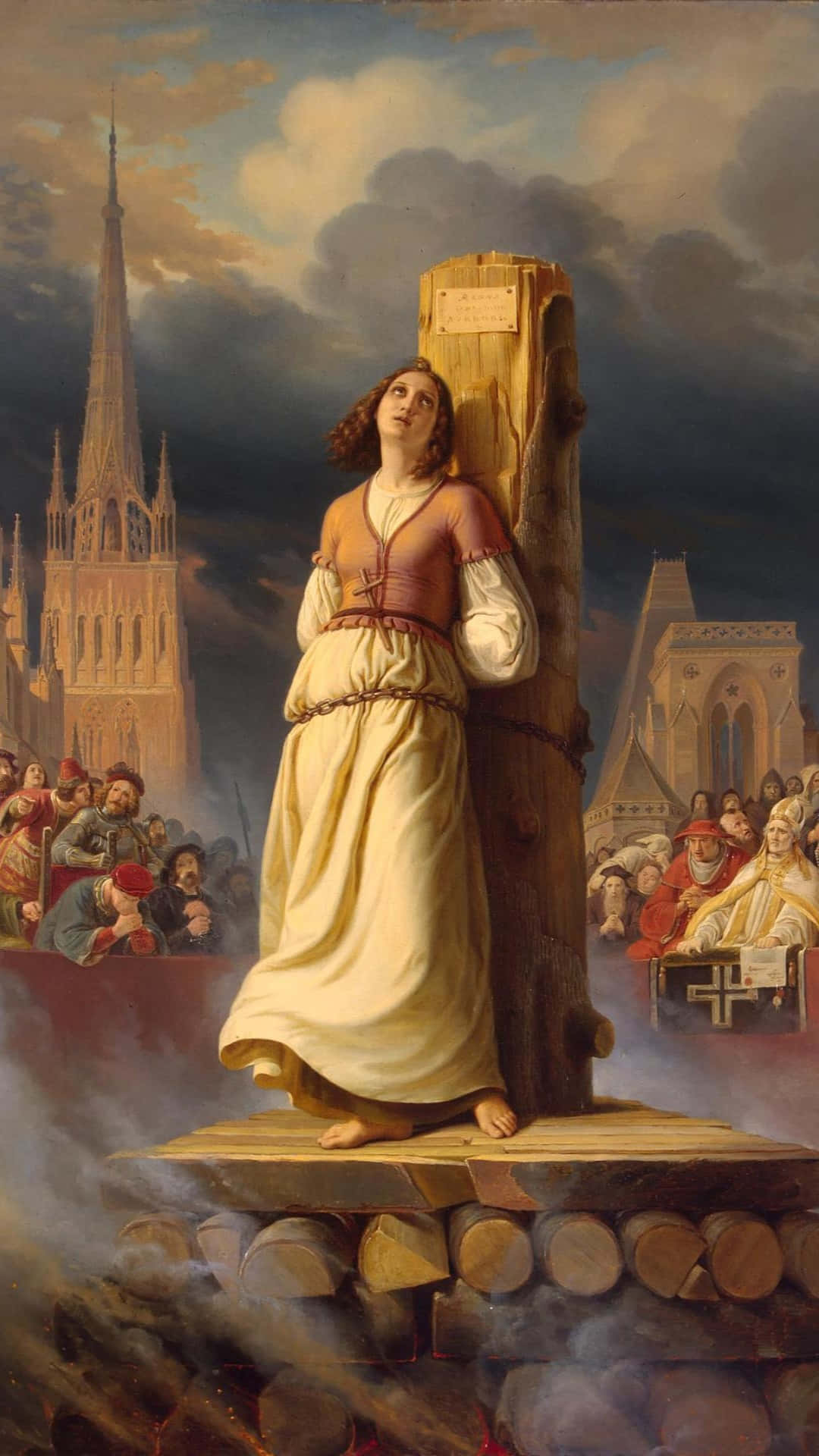 Joan Of Arc, medieval attire, wooden platform, Full HD Phone Wallpaper