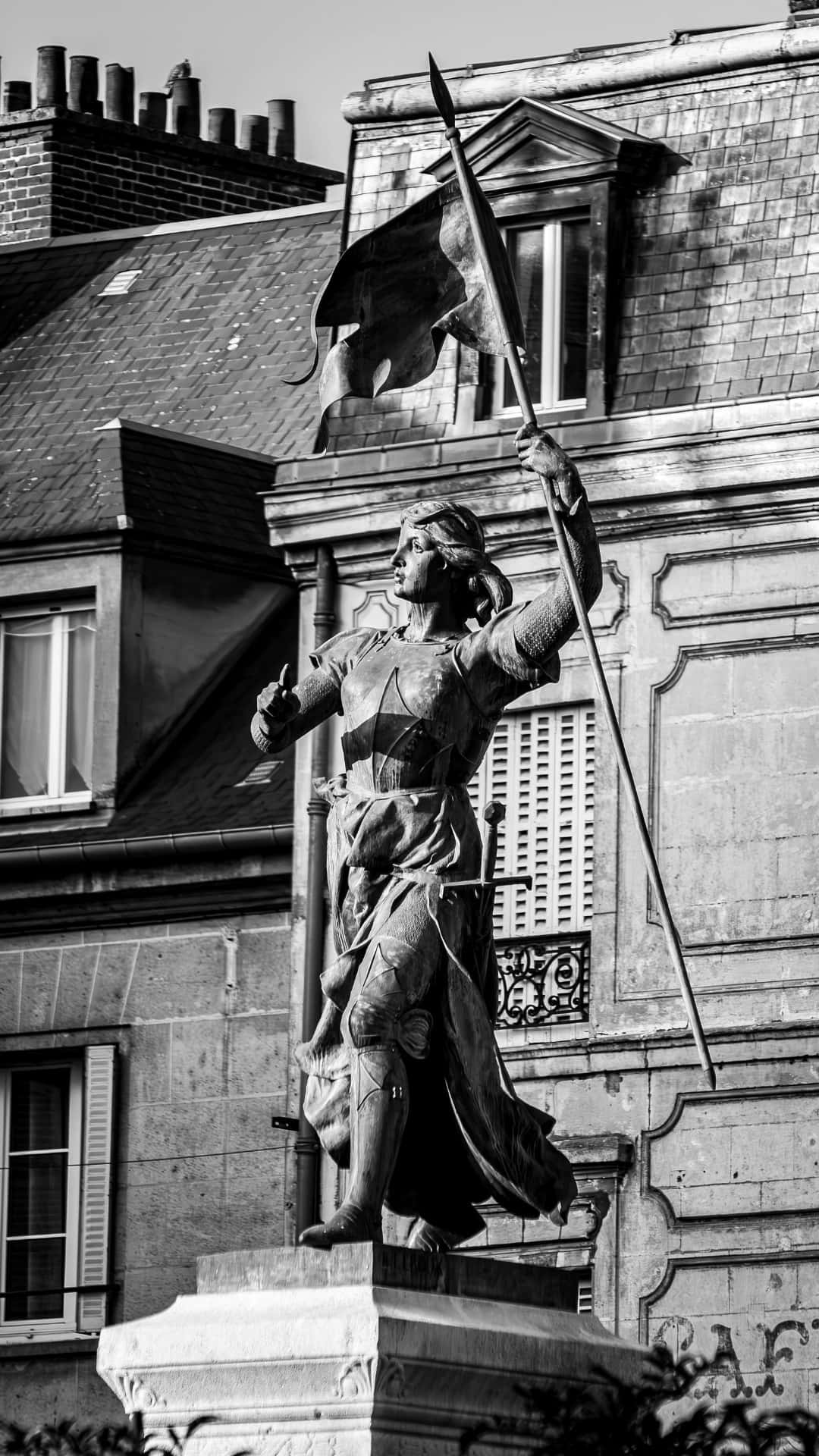 Joan Of Arc, statue, black and white, Full HD Phone Wallpaper