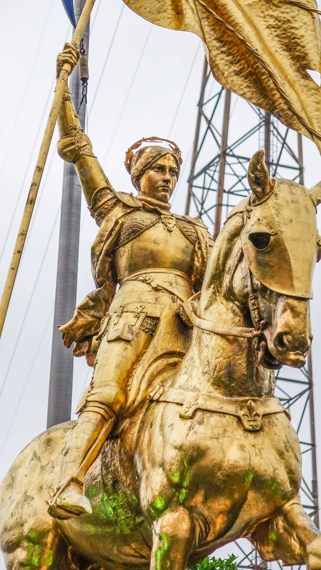 Joan Of Arc, golden equestrian statue, warrior, Full HD Phone Wallpaper