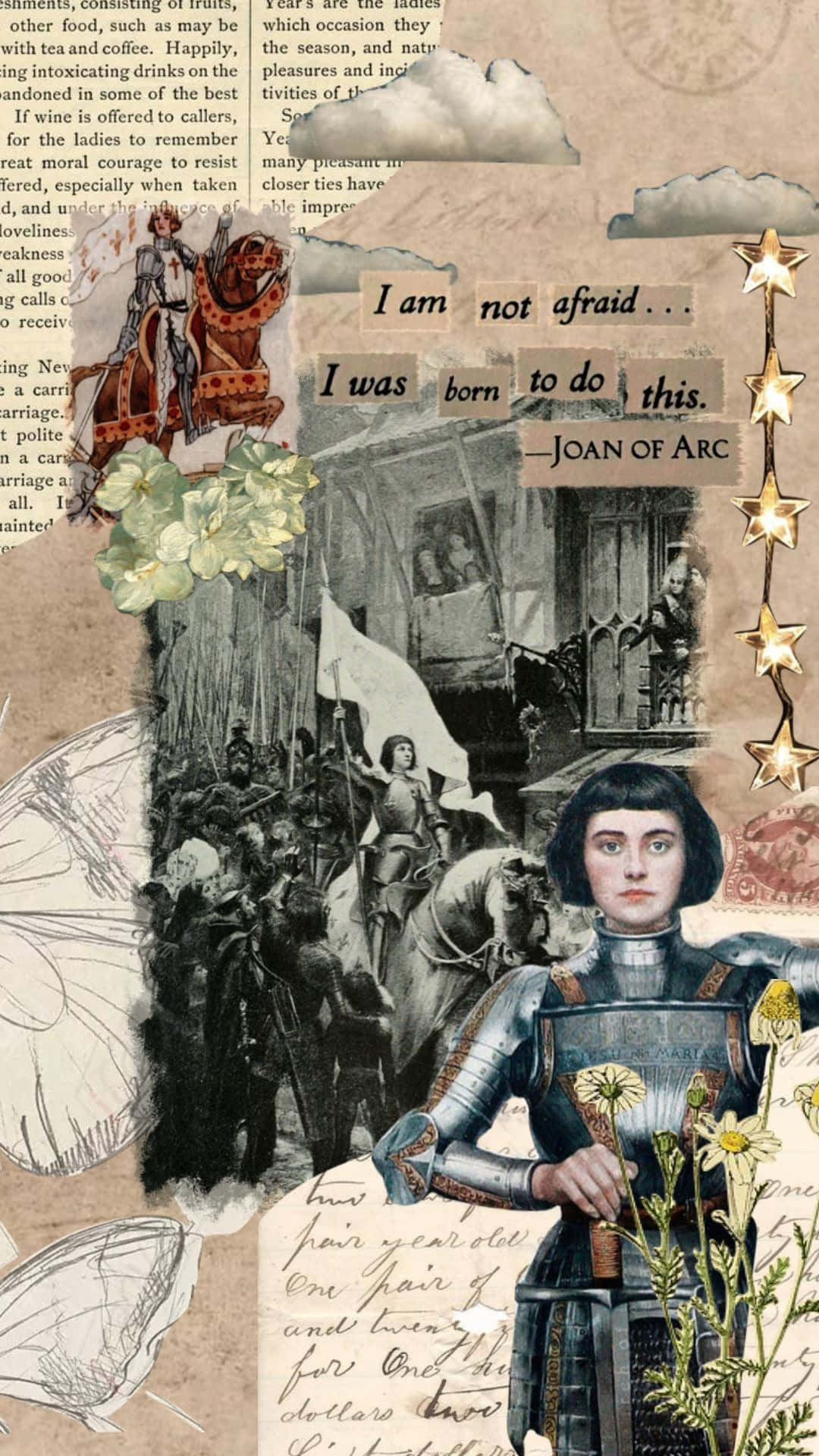Joan of Arc, armor, flowers, Full HD Phone Wallpaper