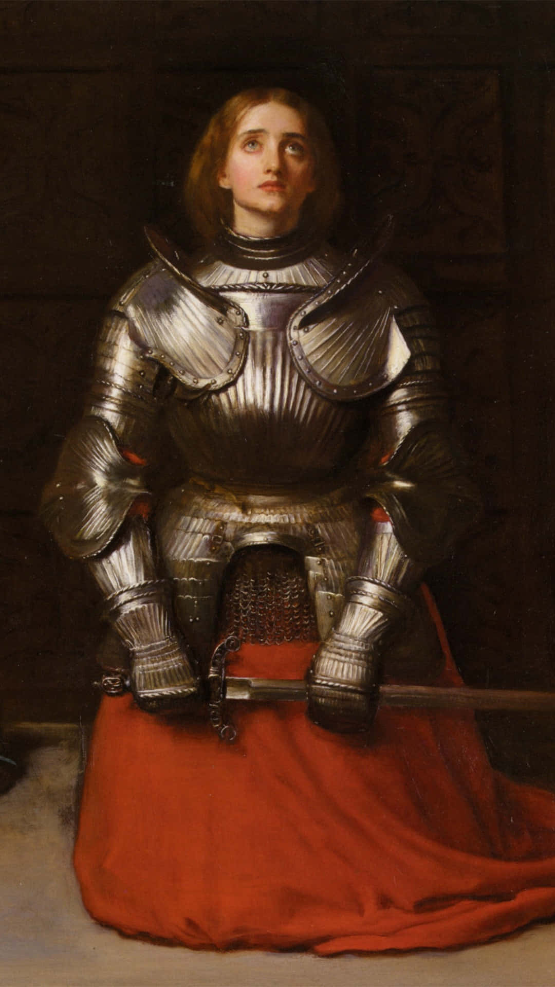 Joan Of Arc, silver armor, red cloth, Full HD Phone Wallpaper