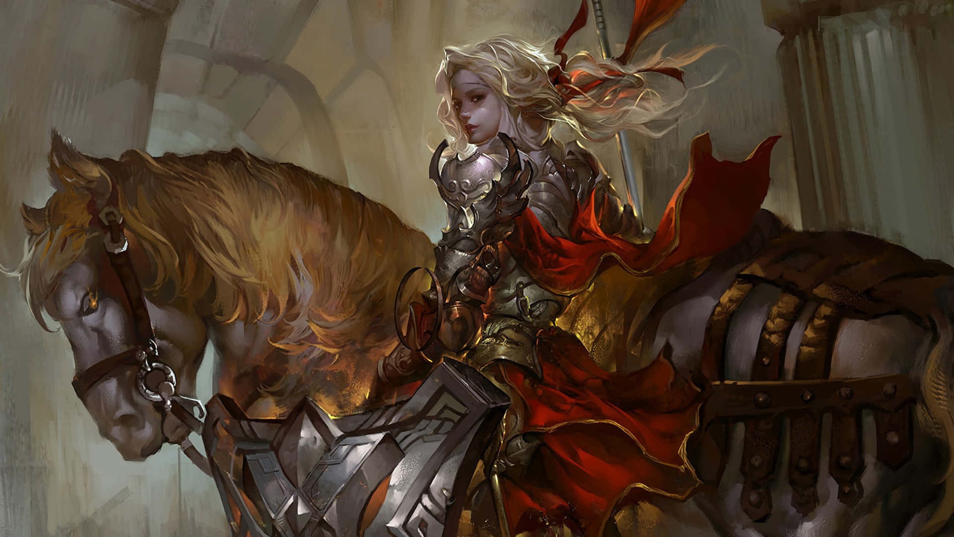 Joan Of Arc, horseback, armored knight, Full HD Desktop Wallpaper